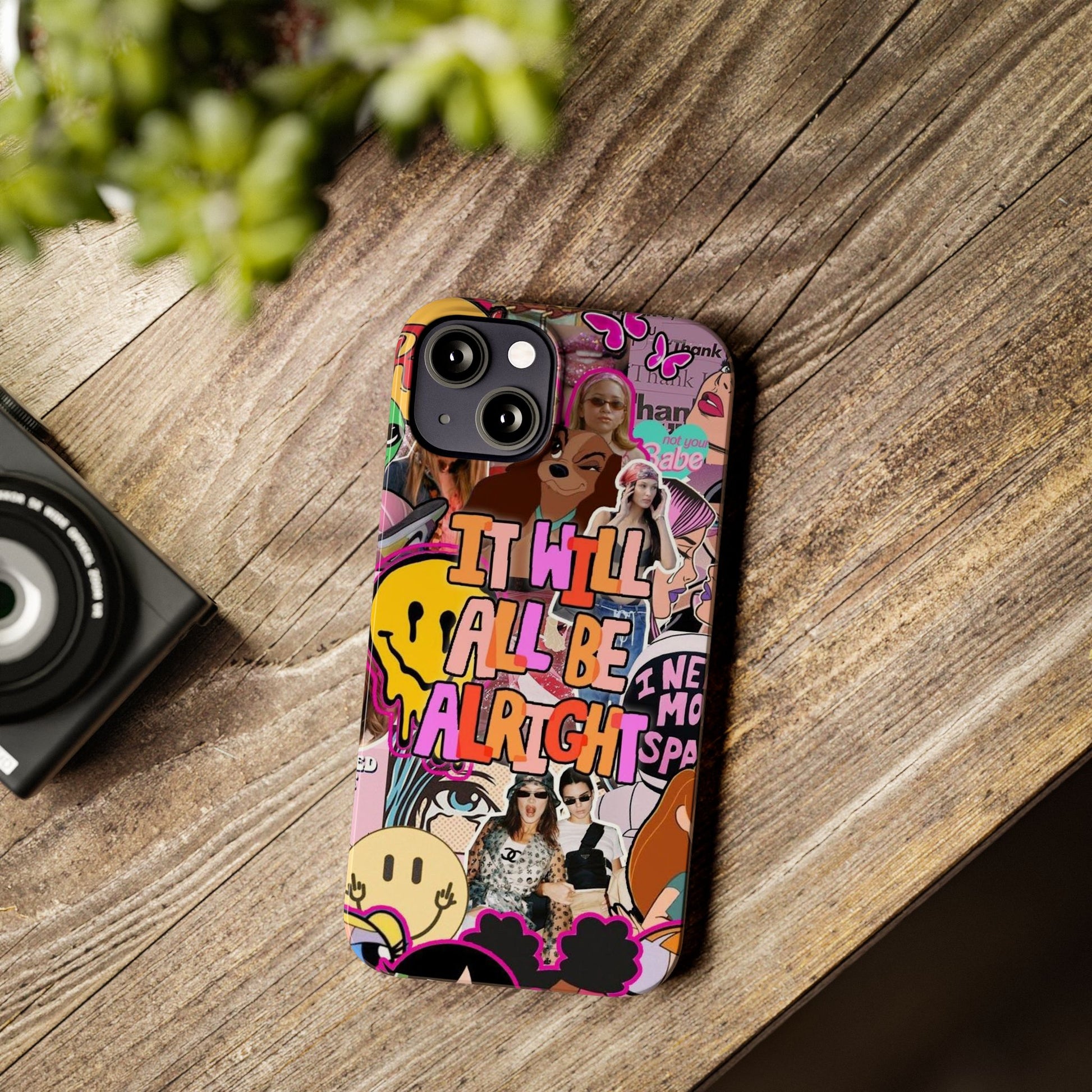 Vibrant Slim Phone Case - 'It Will All Be Alright' Collage Design