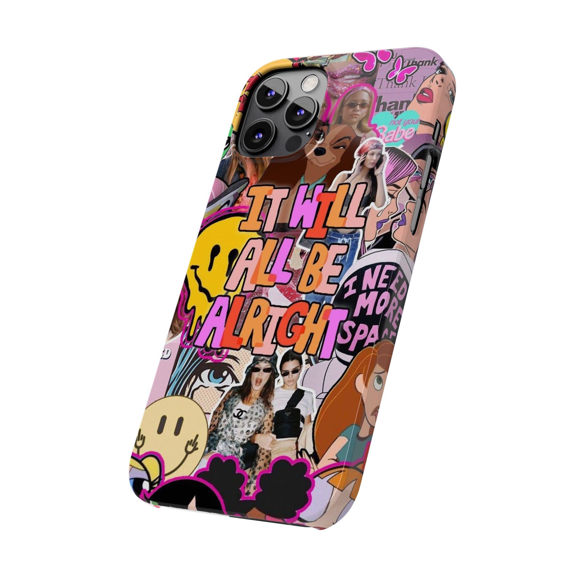 Vibrant Slim Phone Case - 'It Will All Be Alright' Collage Design