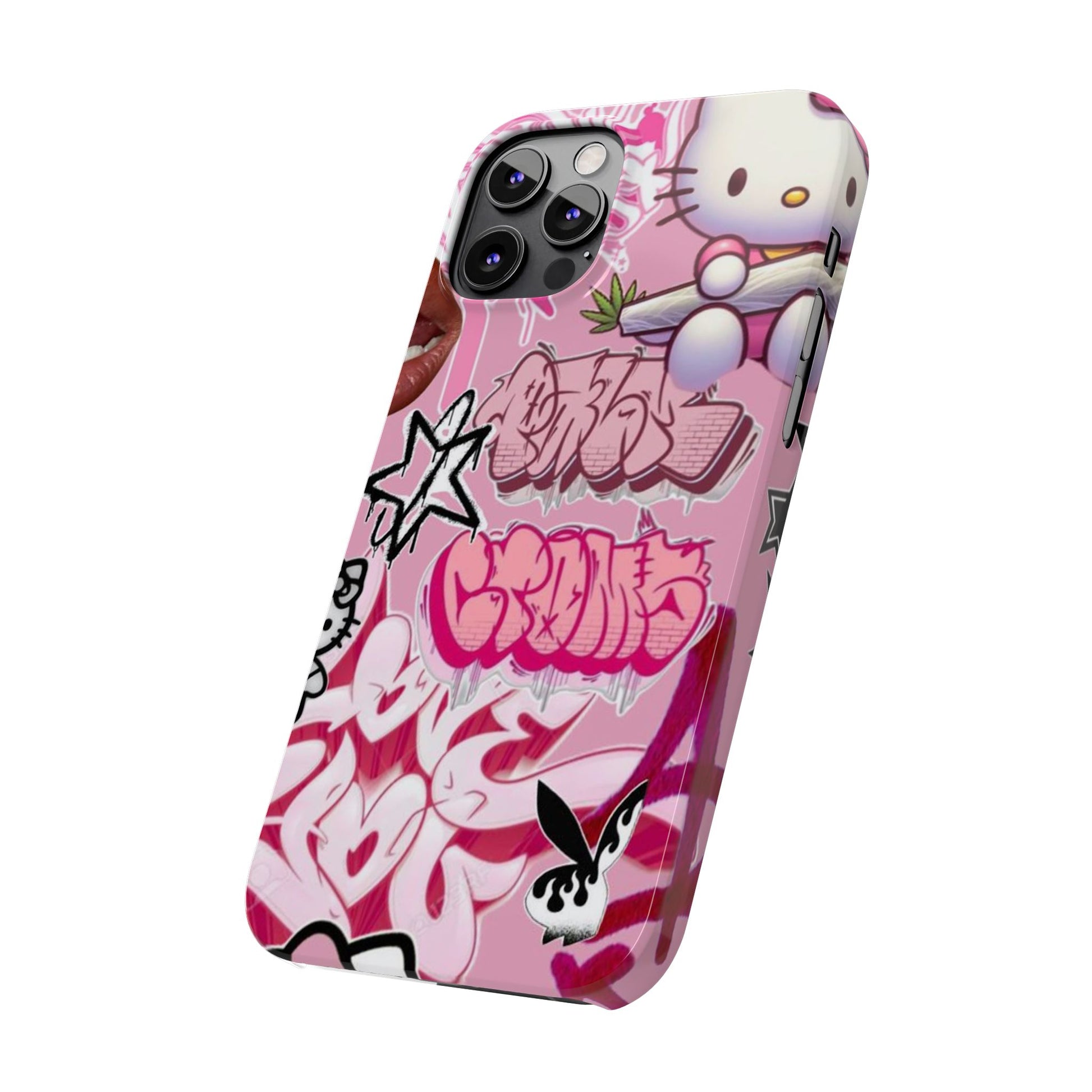 Trendy Hello Kitty Slim Phone Case - Graffiti Style, Cute and Stylish