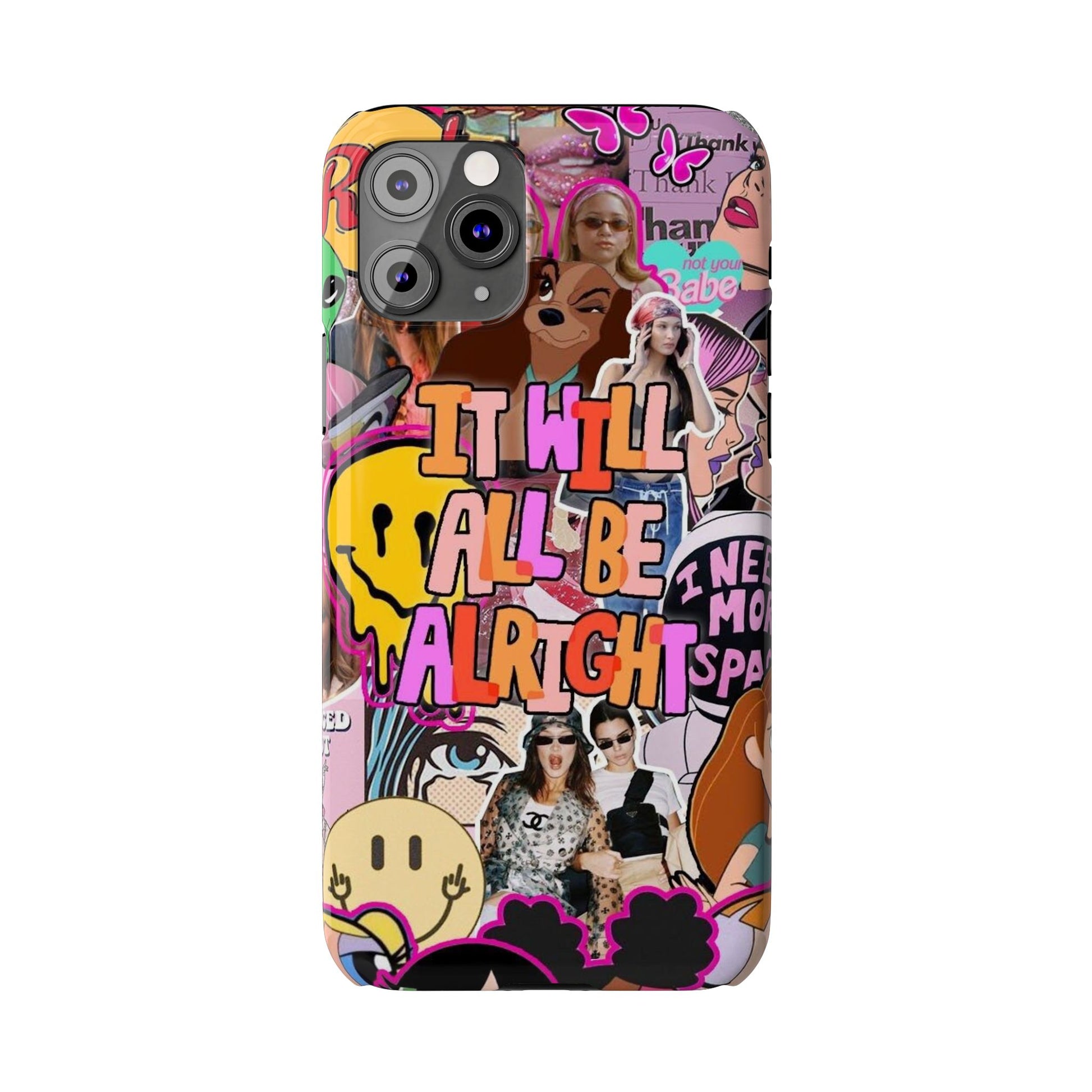 Vibrant Slim Phone Case - 'It Will All Be Alright' Collage Design