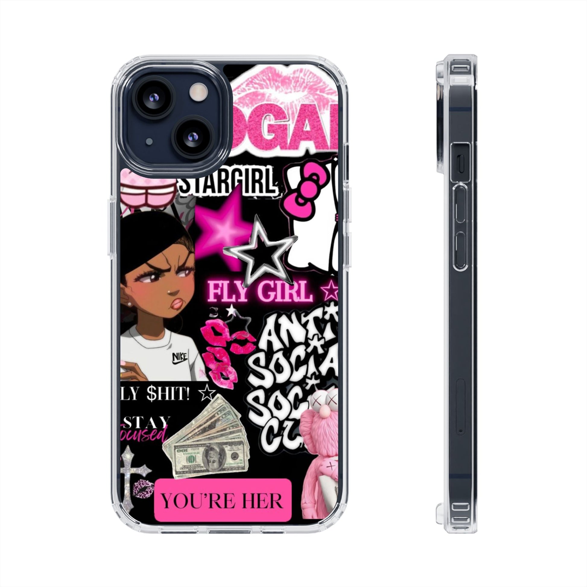 Trendy Clear Phone Case - Bold & Playful Design for Style Lovers