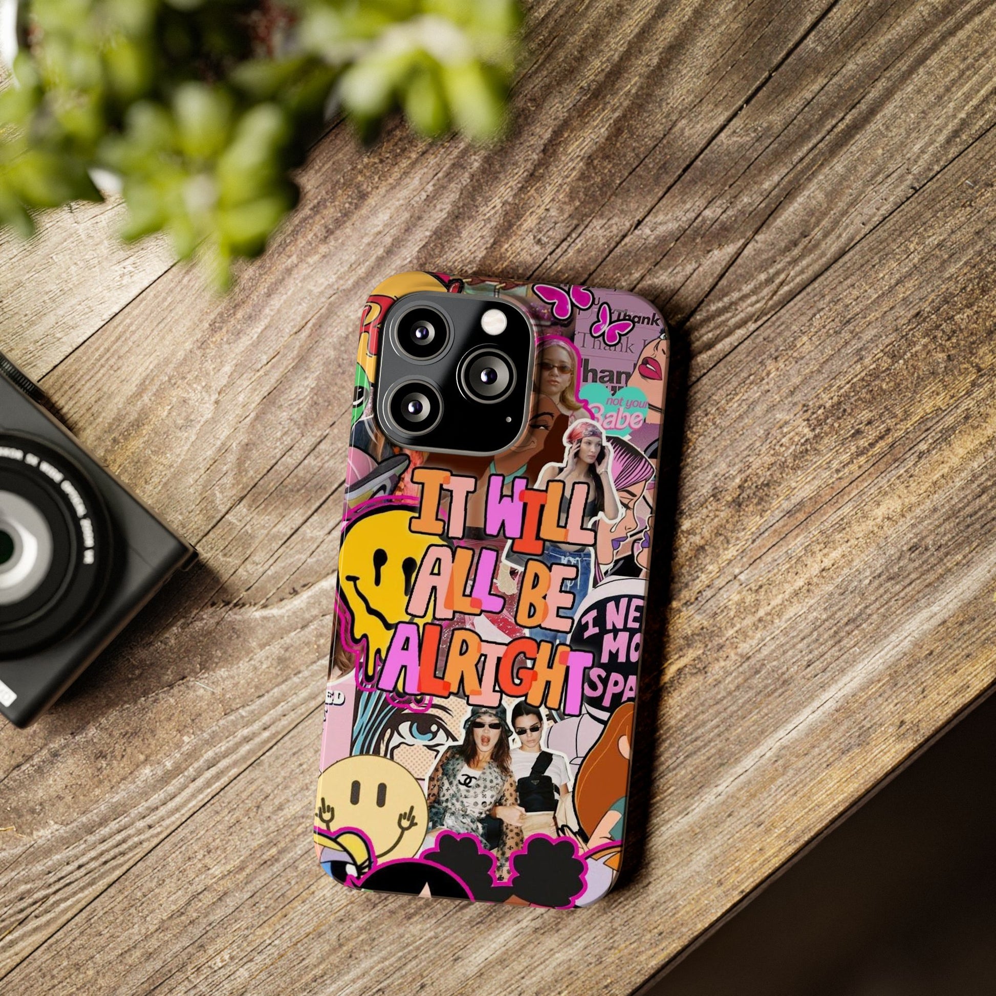 Vibrant Slim Phone Case - 'It Will All Be Alright' Collage Design