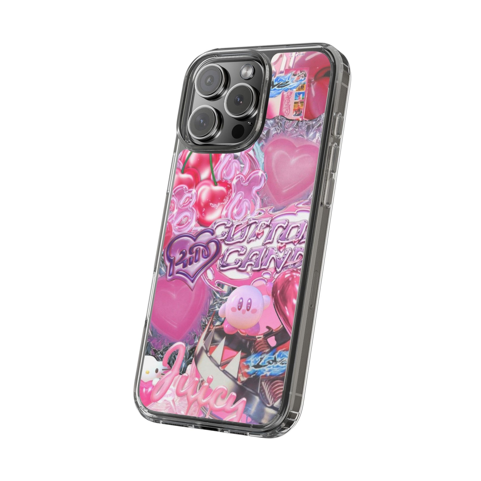Juicy Candy Clear Phone Cases - Cute Cherry Heart Design for Sweet Lovers