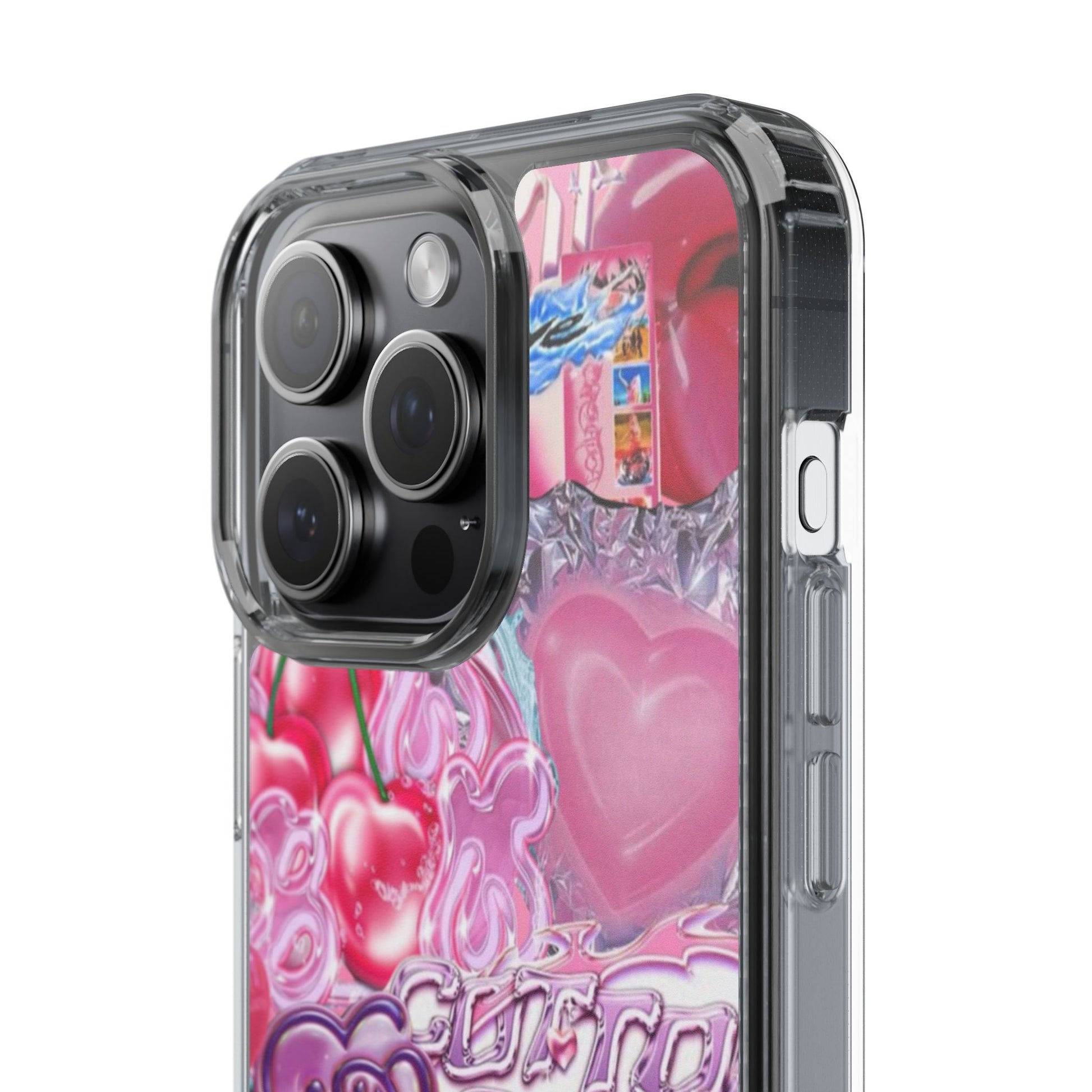 Juicy Candy Clear Phone Cases - Cute Cherry Heart Design for Sweet Lovers