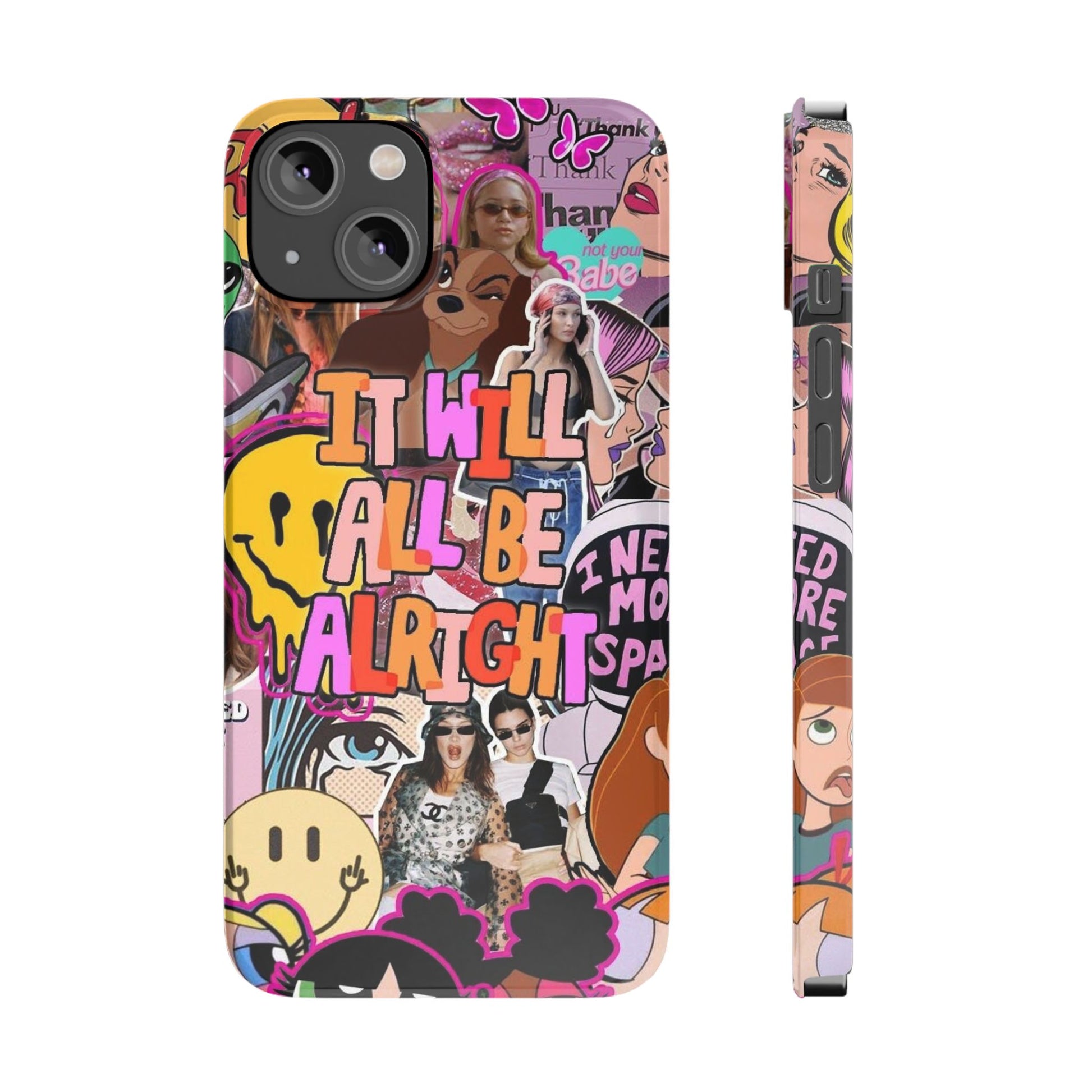 Vibrant Slim Phone Case - 'It Will All Be Alright' Collage Design