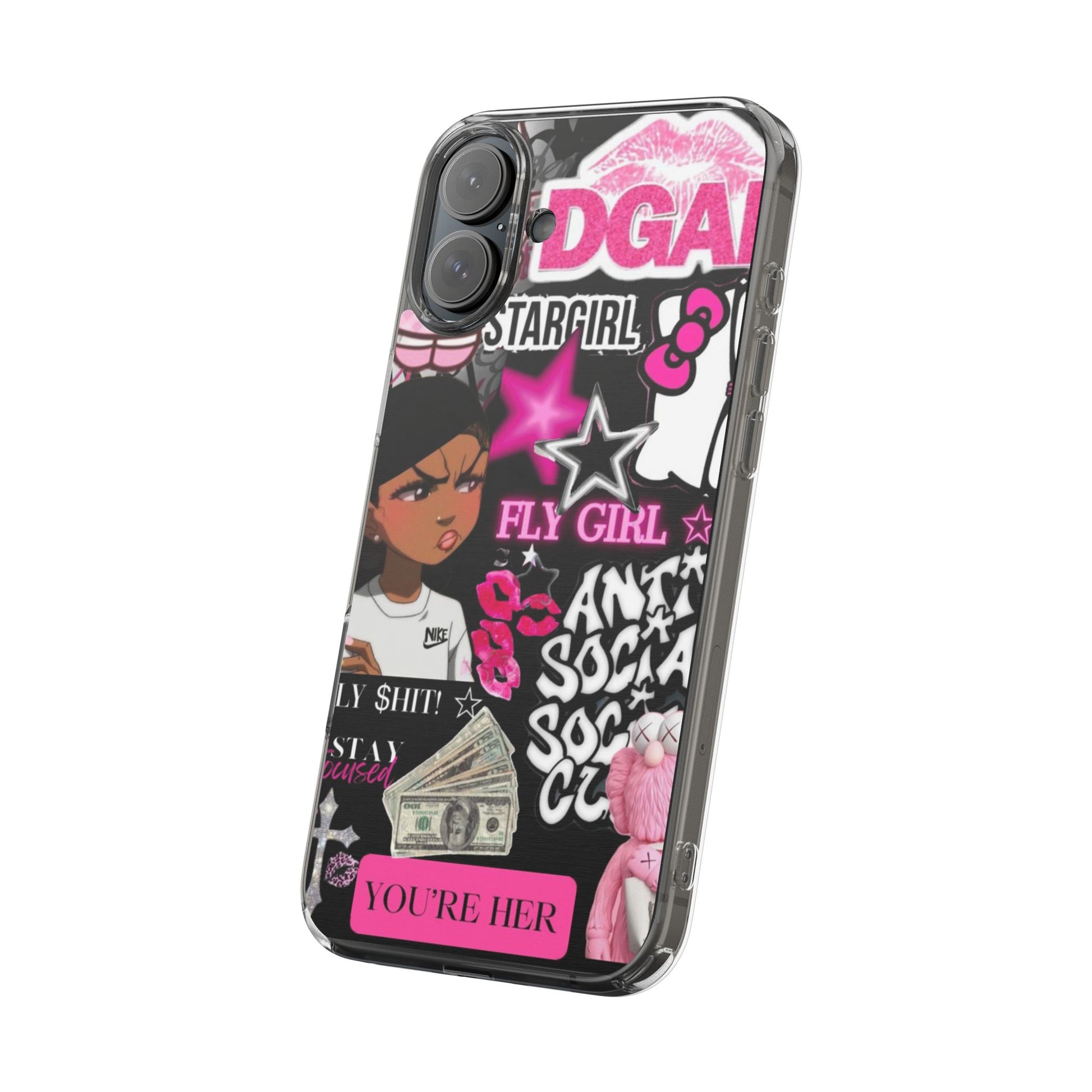 Trendy Clear Phone Case - Bold & Playful Design for Style Lovers