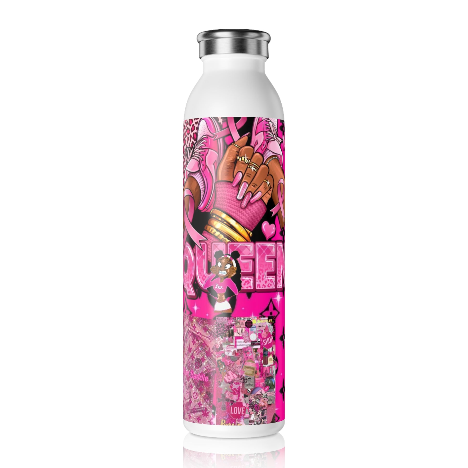 Stylish Slim Water Bottle - Pink Queen Design for Glamorous Hydration