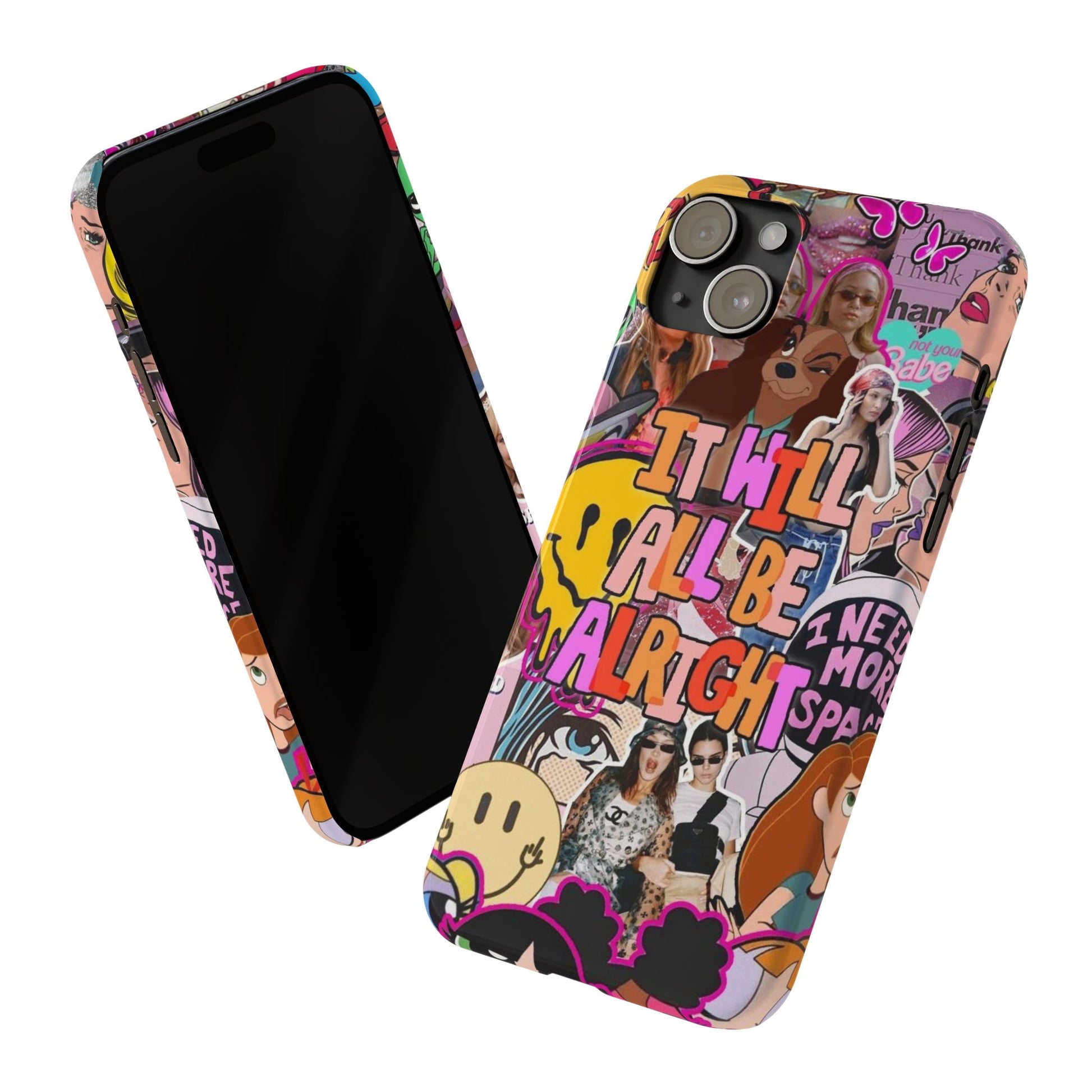 Vibrant Slim Phone Case - 'It Will All Be Alright' Collage Design