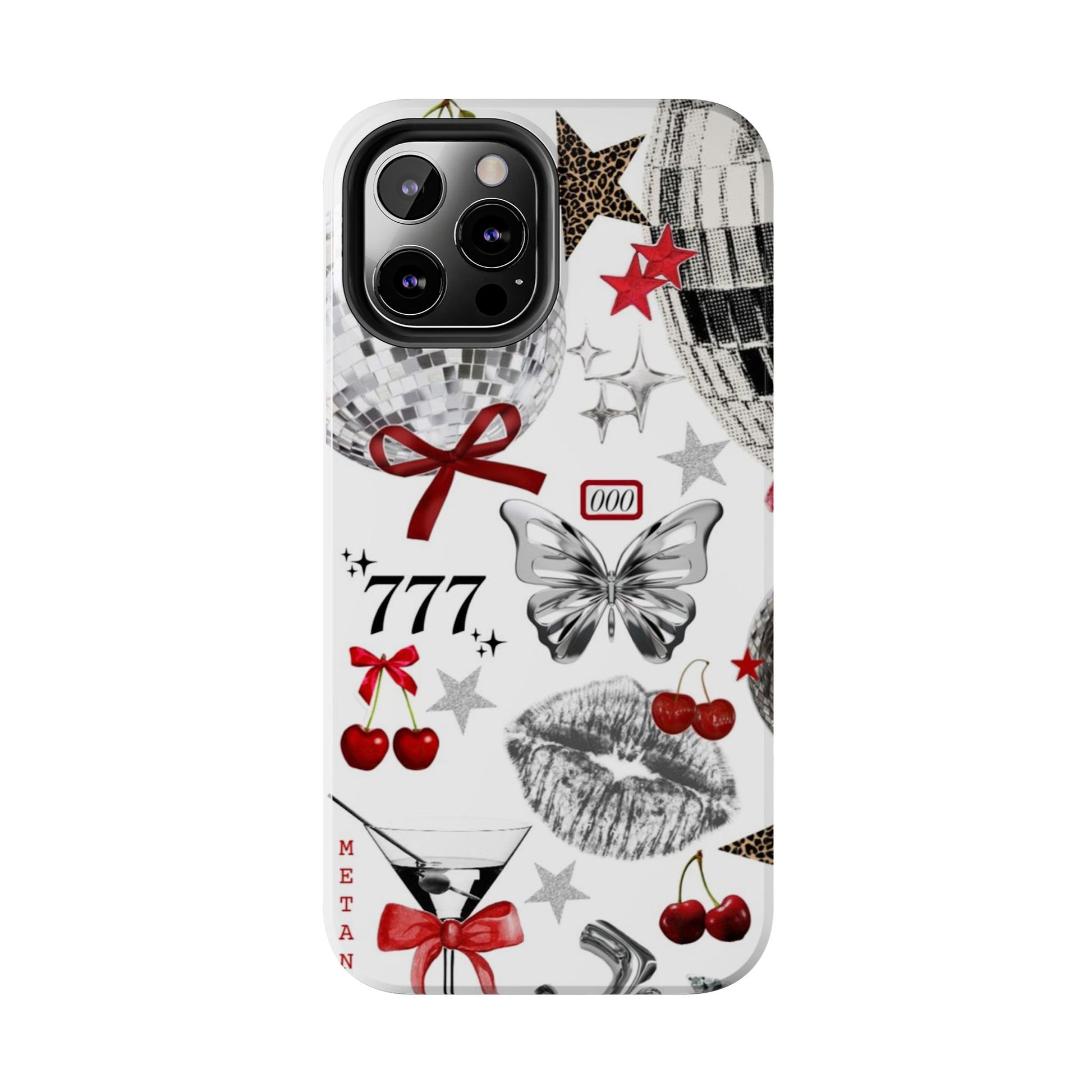 Glamorous Tough Phone Case with Disco Theme and Cherry Accents