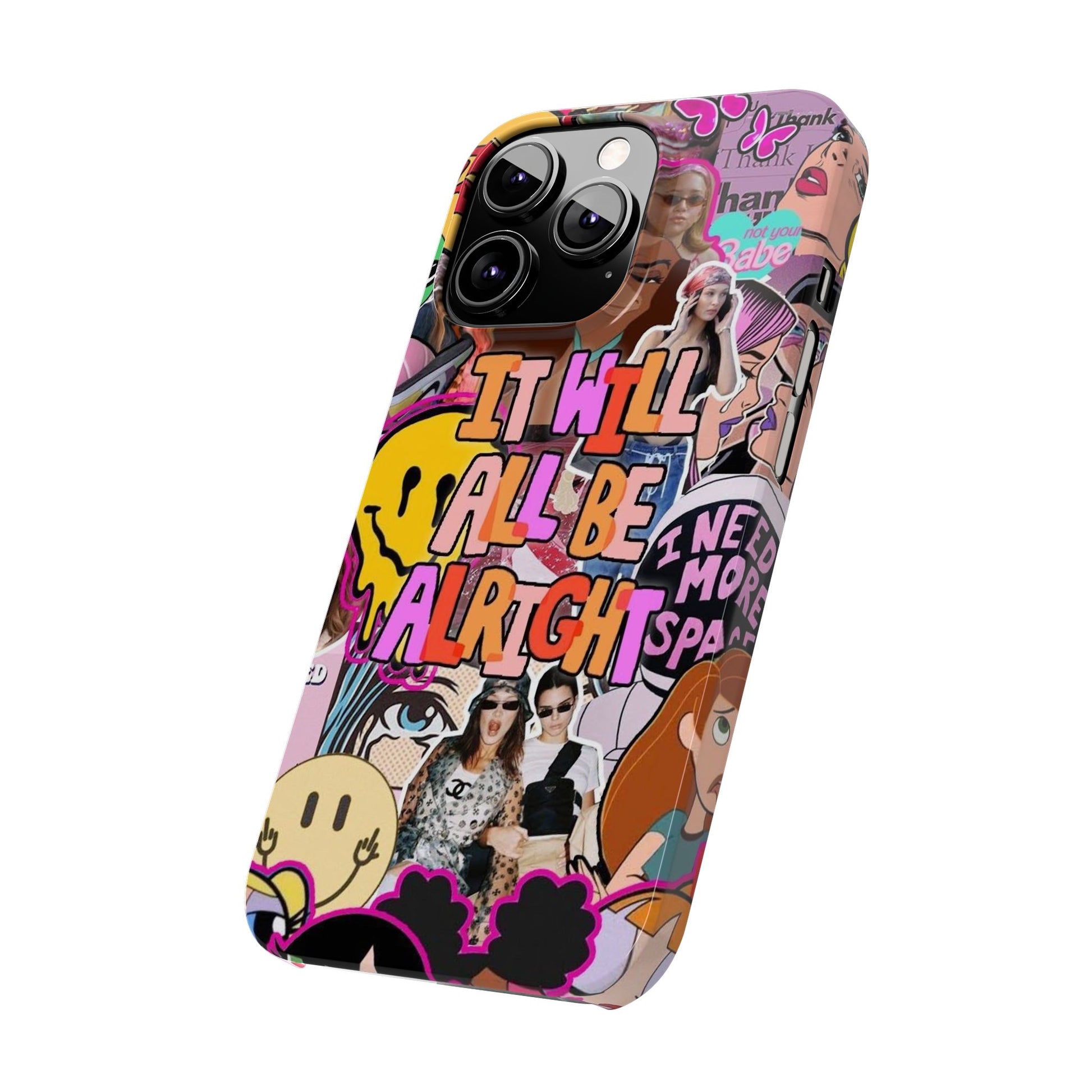 Vibrant Slim Phone Case - 'It Will All Be Alright' Collage Design