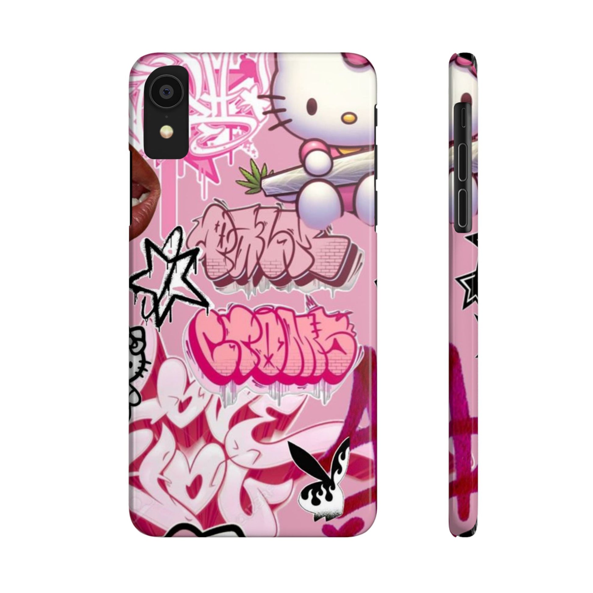 Trendy Hello Kitty Slim Phone Case - Graffiti Style, Cute and Stylish