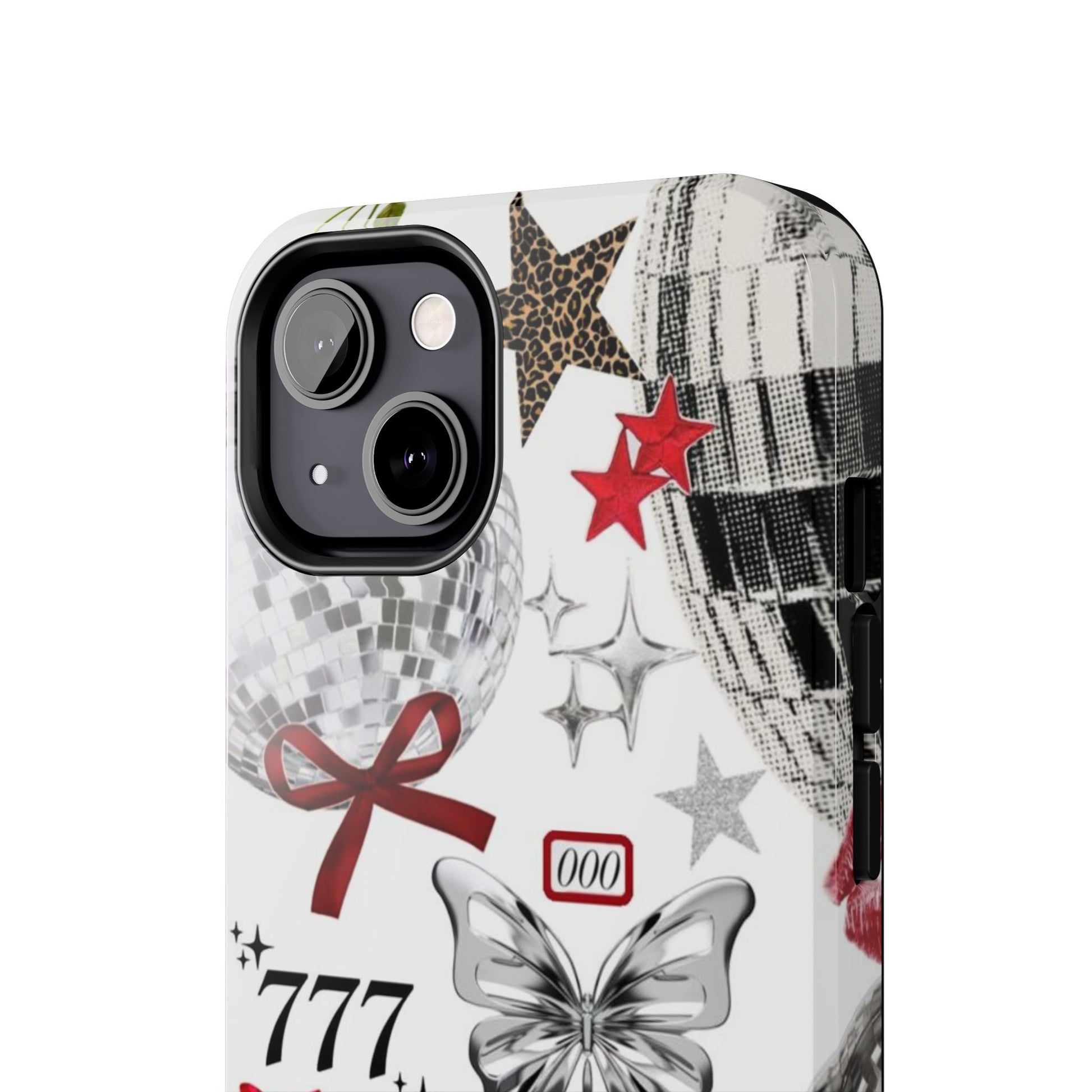 Glamorous Tough Phone Case with Disco Theme and Cherry Accents