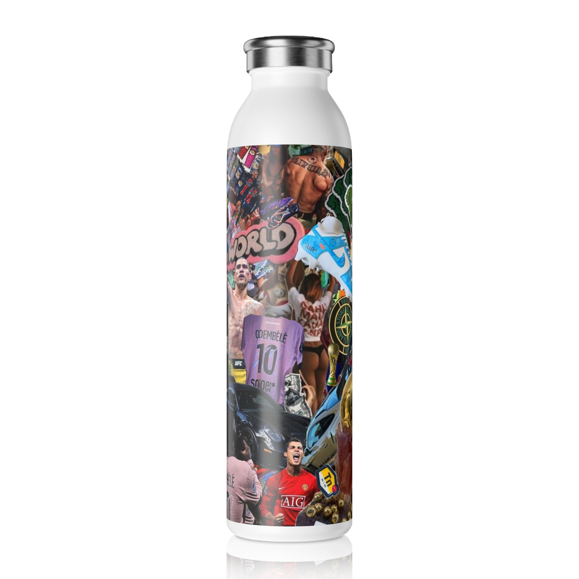 Sports Water Bottle Collage Design for Active Lifestyle