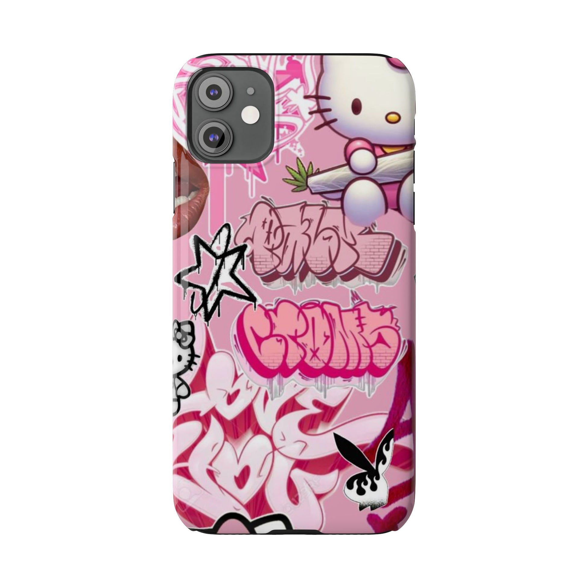 Trendy Hello Kitty Slim Phone Case - Graffiti Style, Cute and Stylish