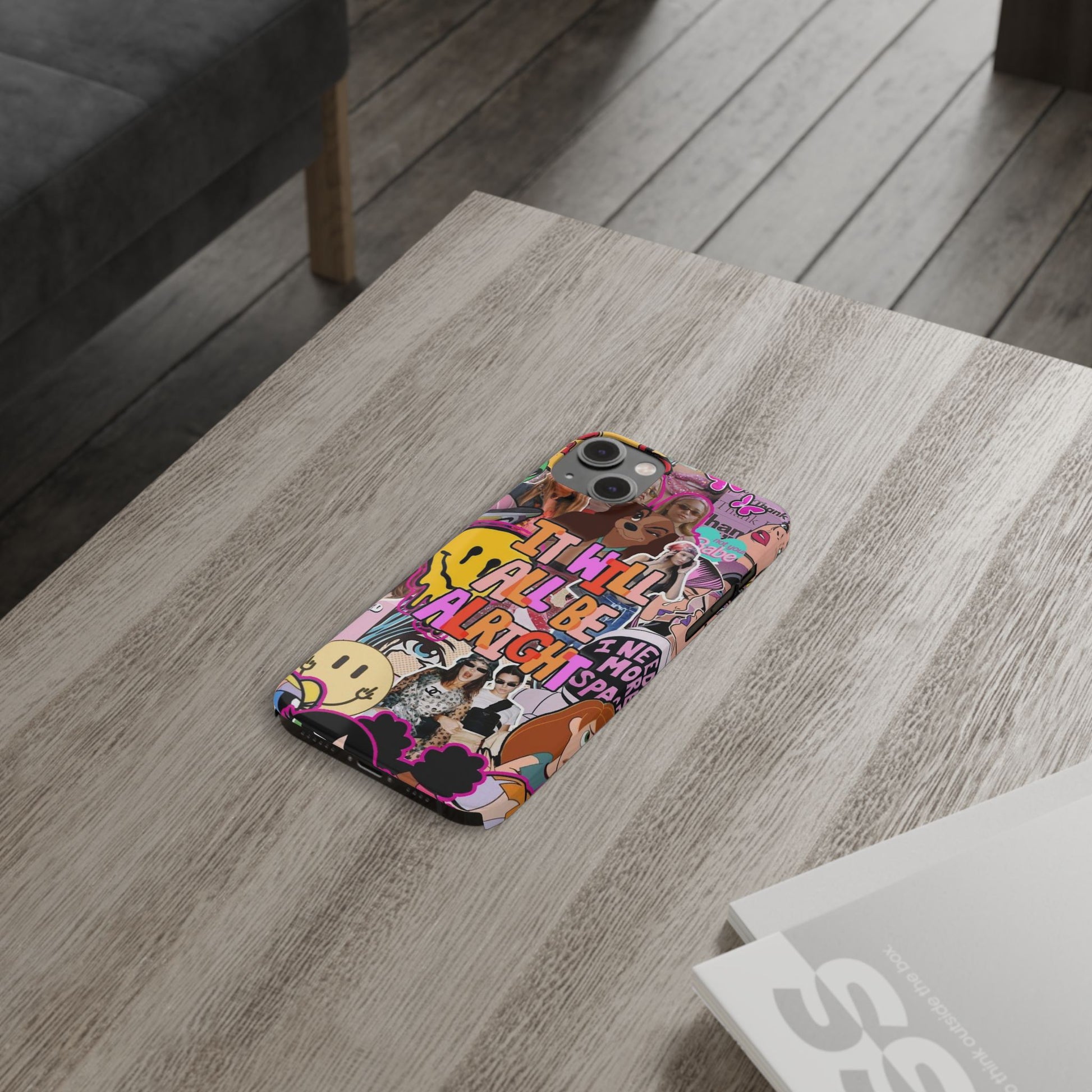 Vibrant Slim Phone Case - 'It Will All Be Alright' Collage Design