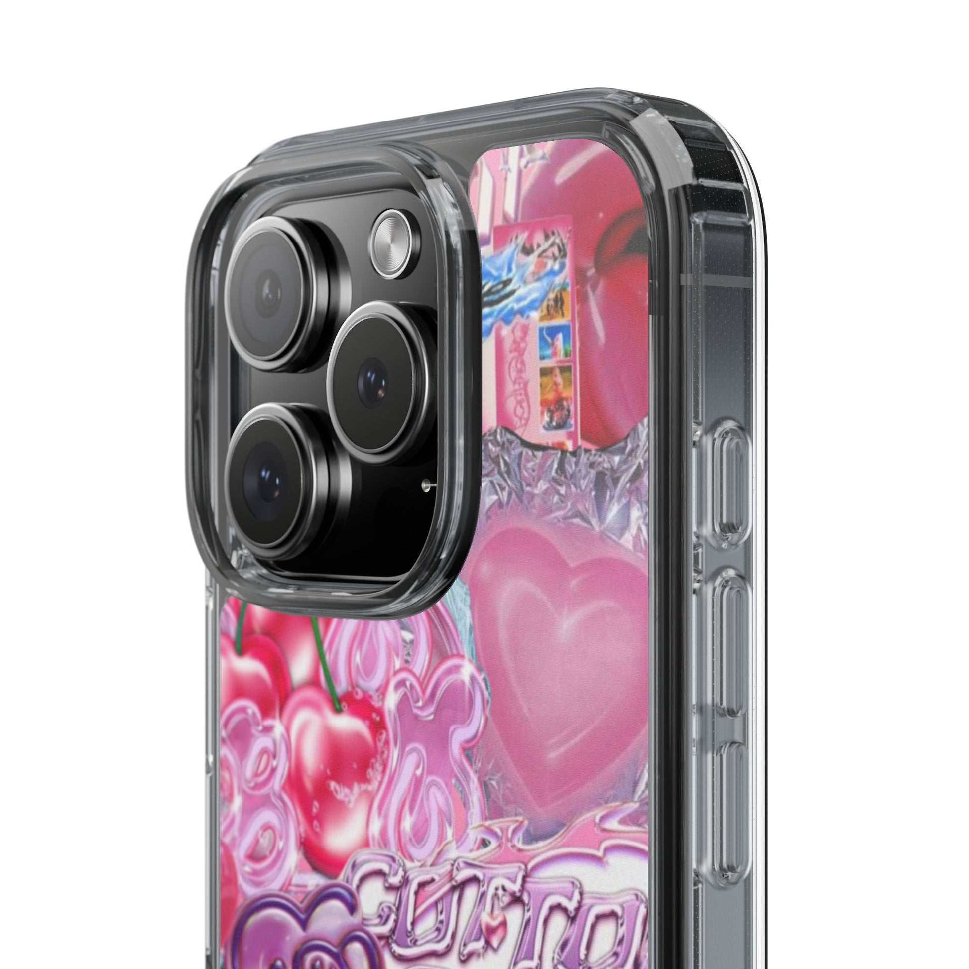 Juicy Candy Clear Phone Cases - Cute Cherry Heart Design for Sweet Lovers
