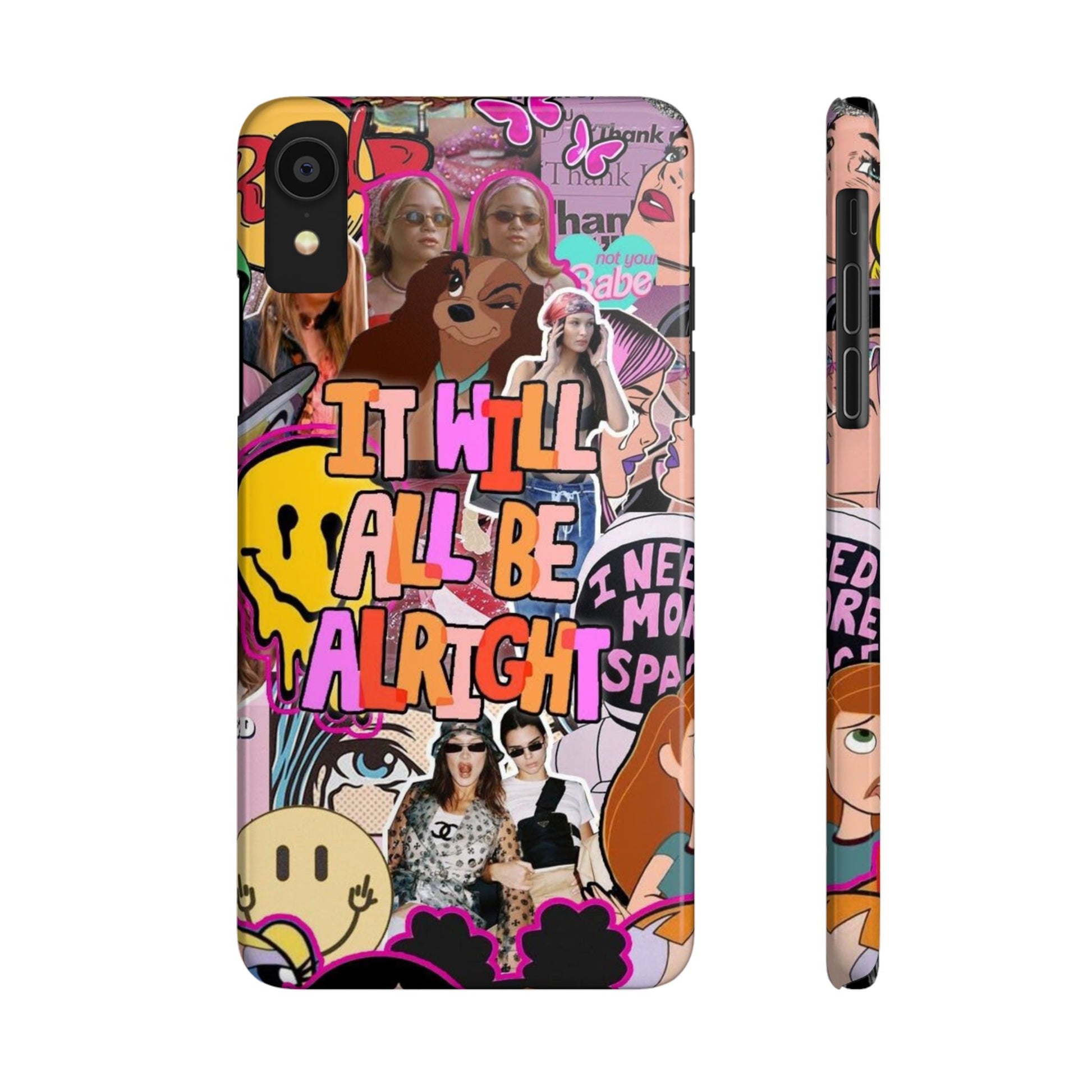 Vibrant Slim Phone Case - 'It Will All Be Alright' Collage Design