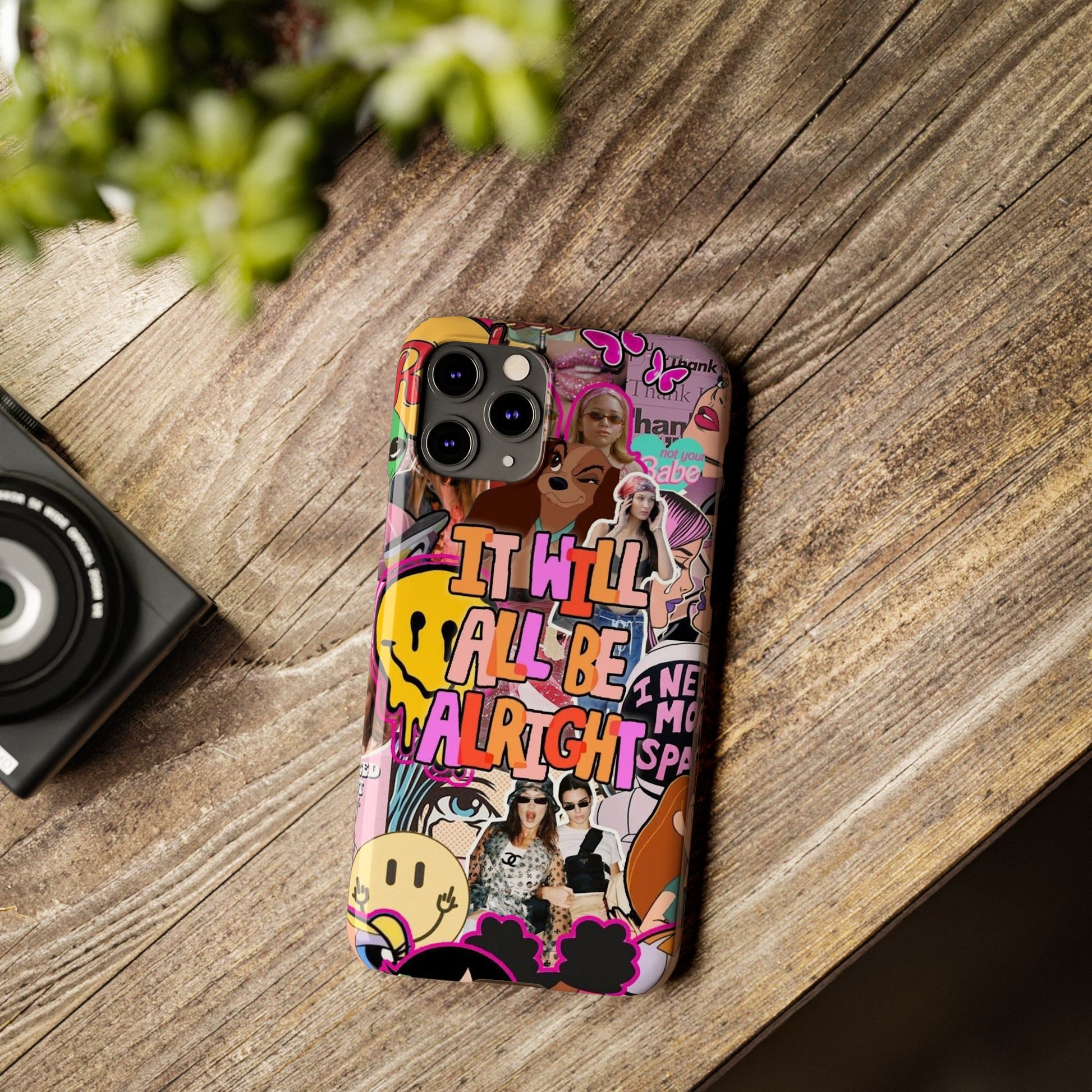 Vibrant Slim Phone Case - 'It Will All Be Alright' Collage Design