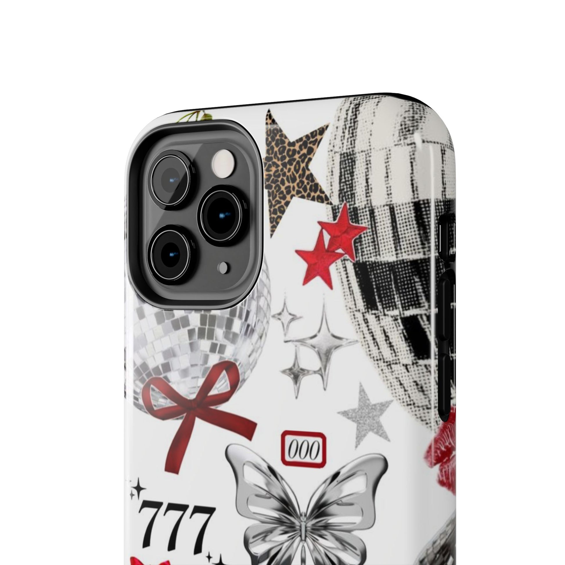 Glamorous Tough Phone Case with Disco Theme and Cherry Accents
