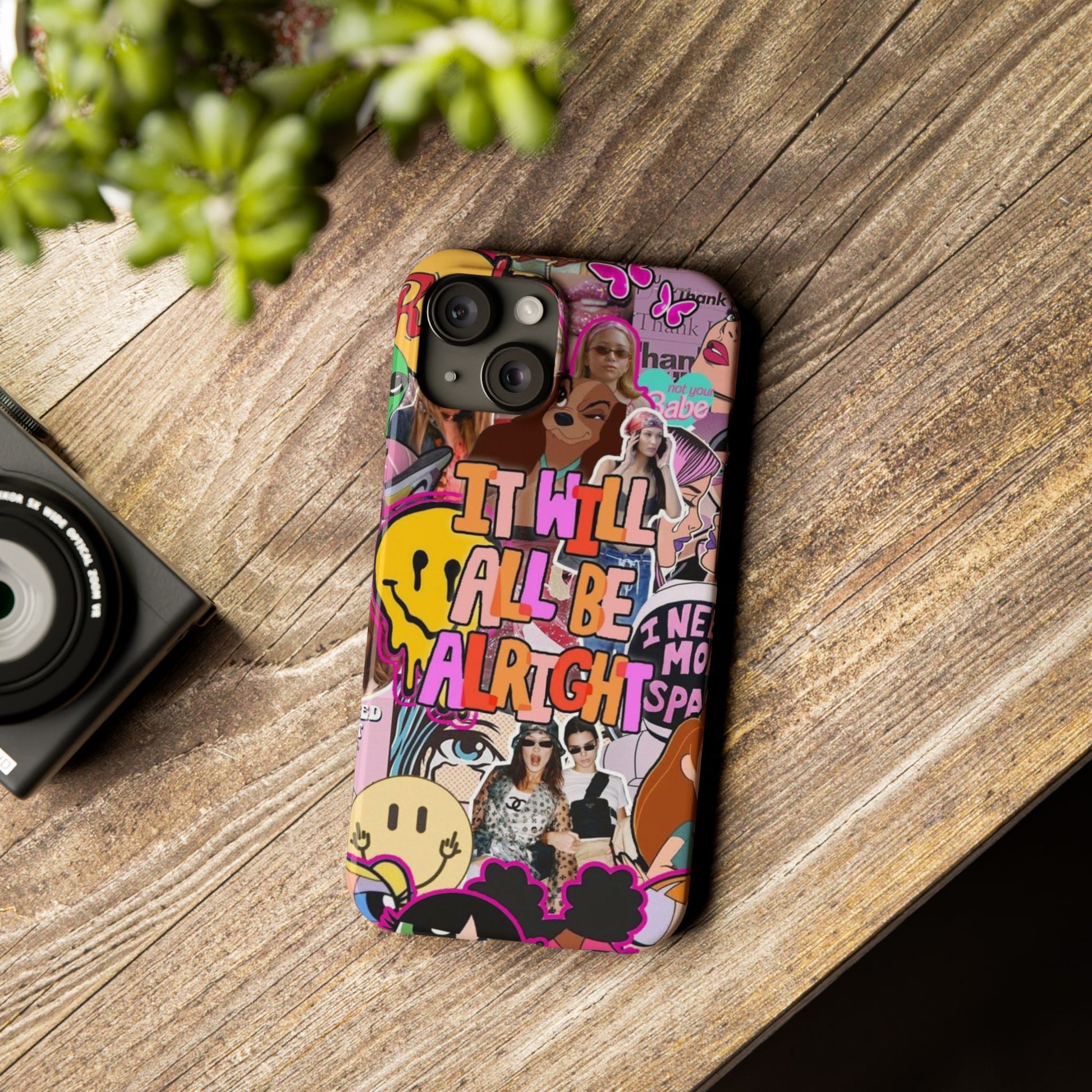 Vibrant Slim Phone Case - 'It Will All Be Alright' Collage Design