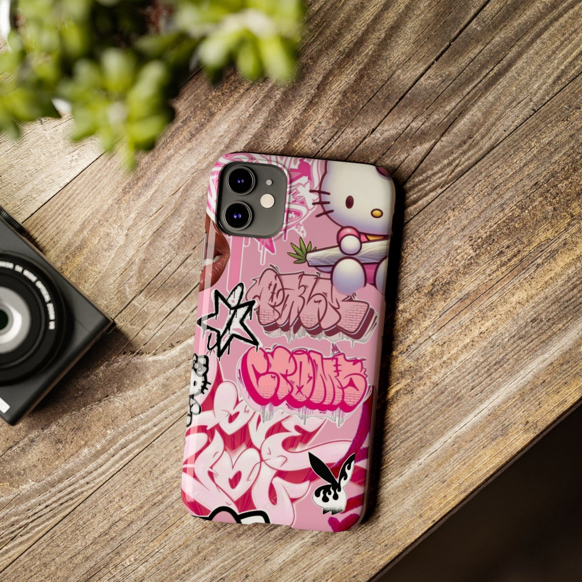 Trendy Hello Kitty Slim Phone Case - Graffiti Style, Cute and Stylish