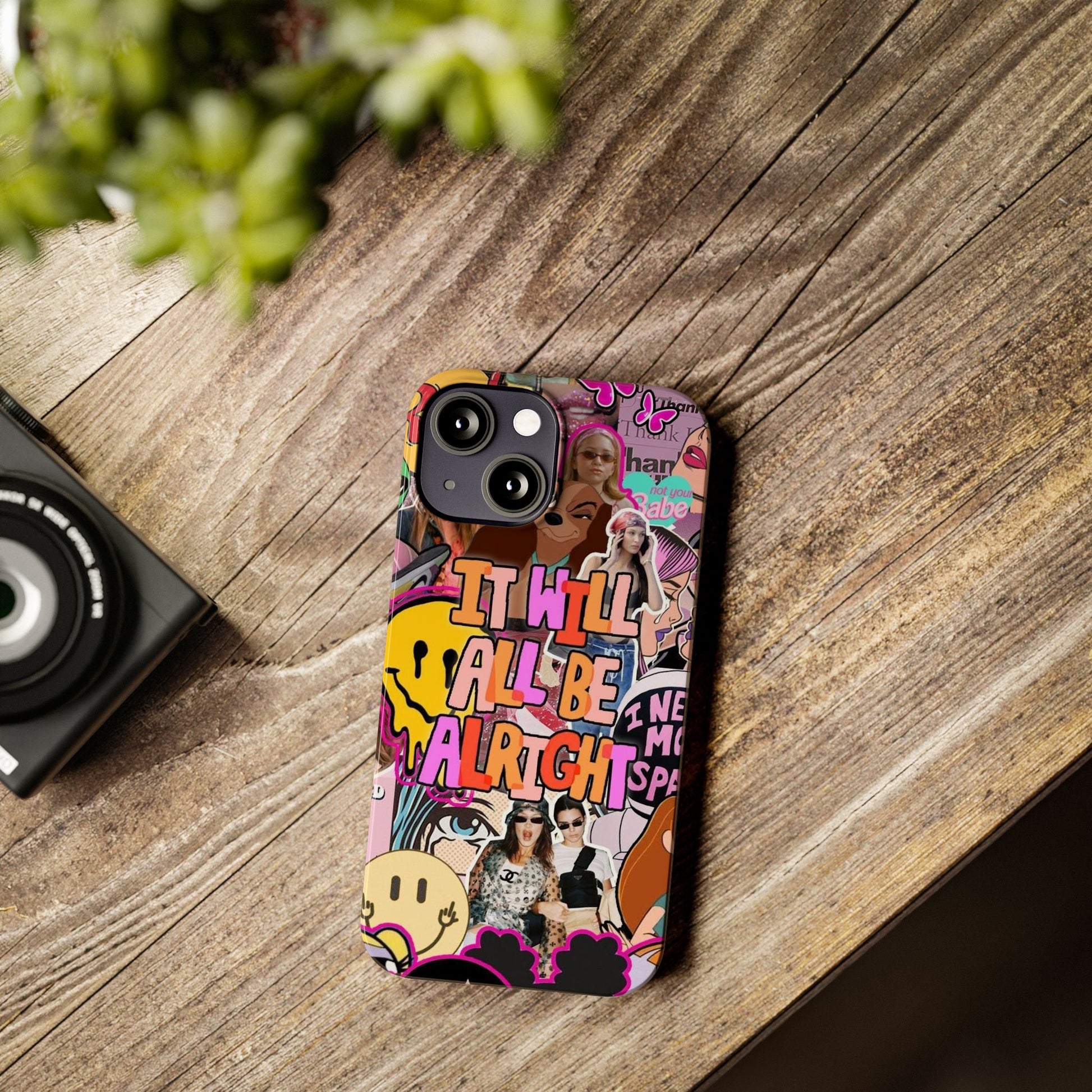 Vibrant Slim Phone Case - 'It Will All Be Alright' Collage Design