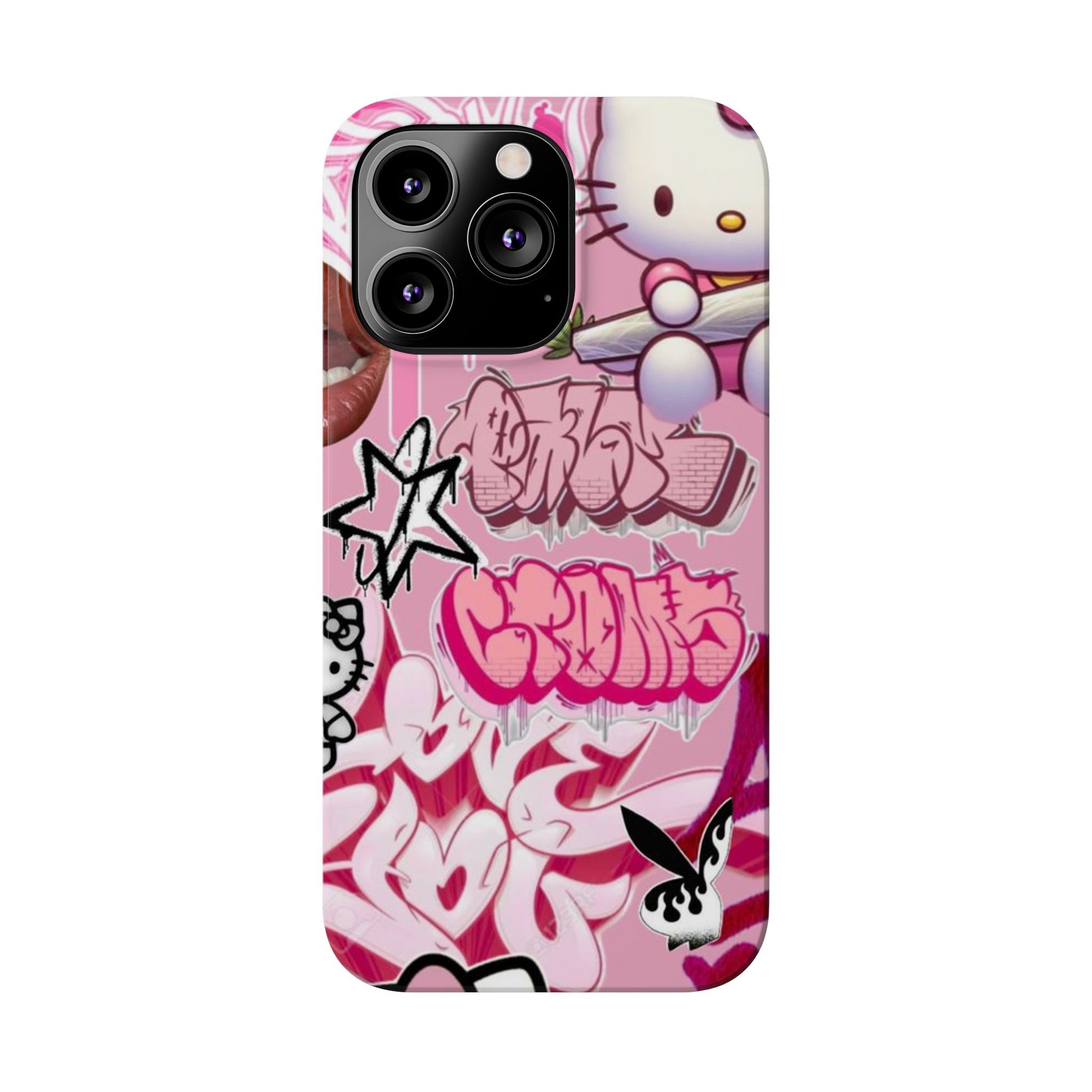 Trendy Hello Kitty Slim Phone Case - Graffiti Style, Cute and Stylish