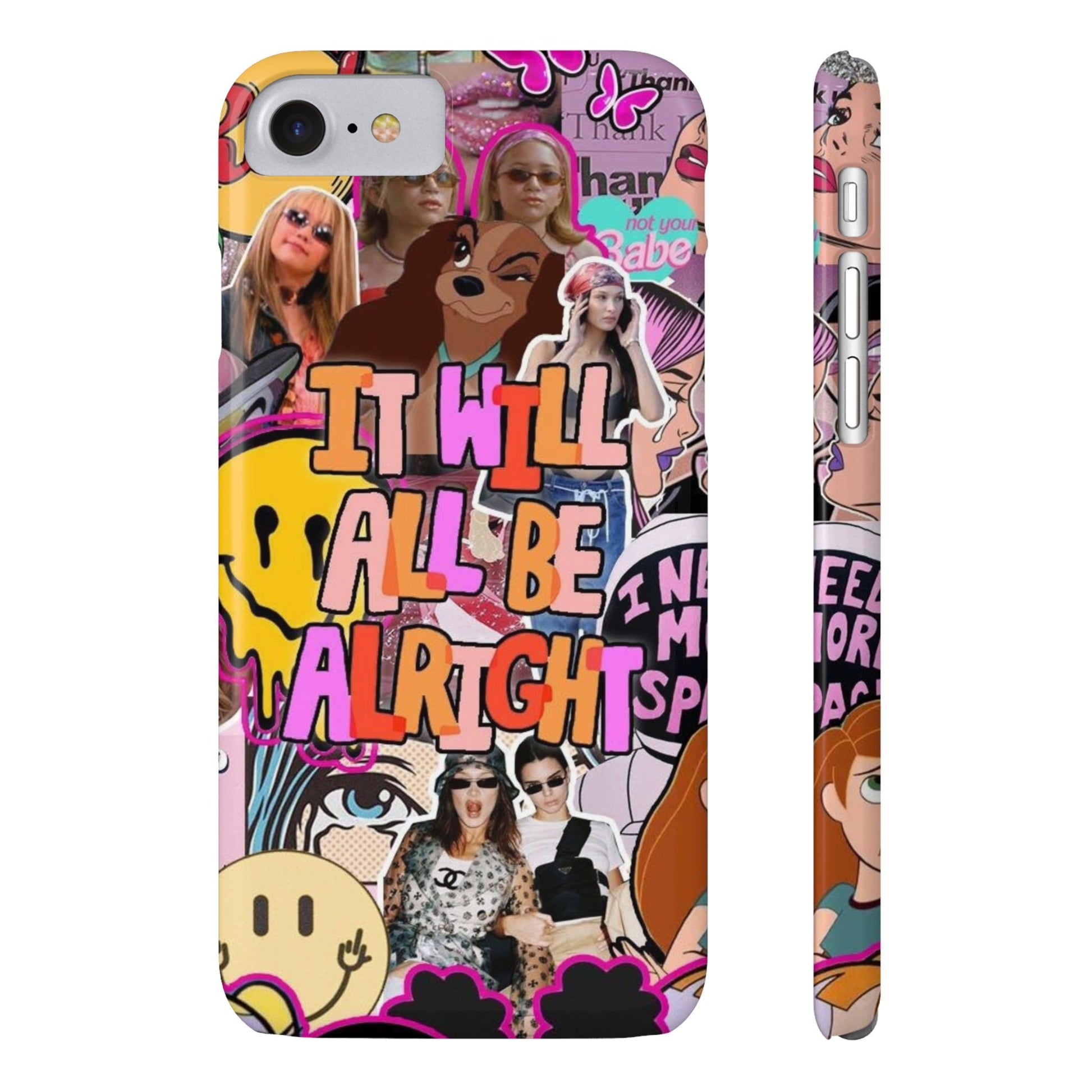 Vibrant Slim Phone Case - 'It Will All Be Alright' Collage Design