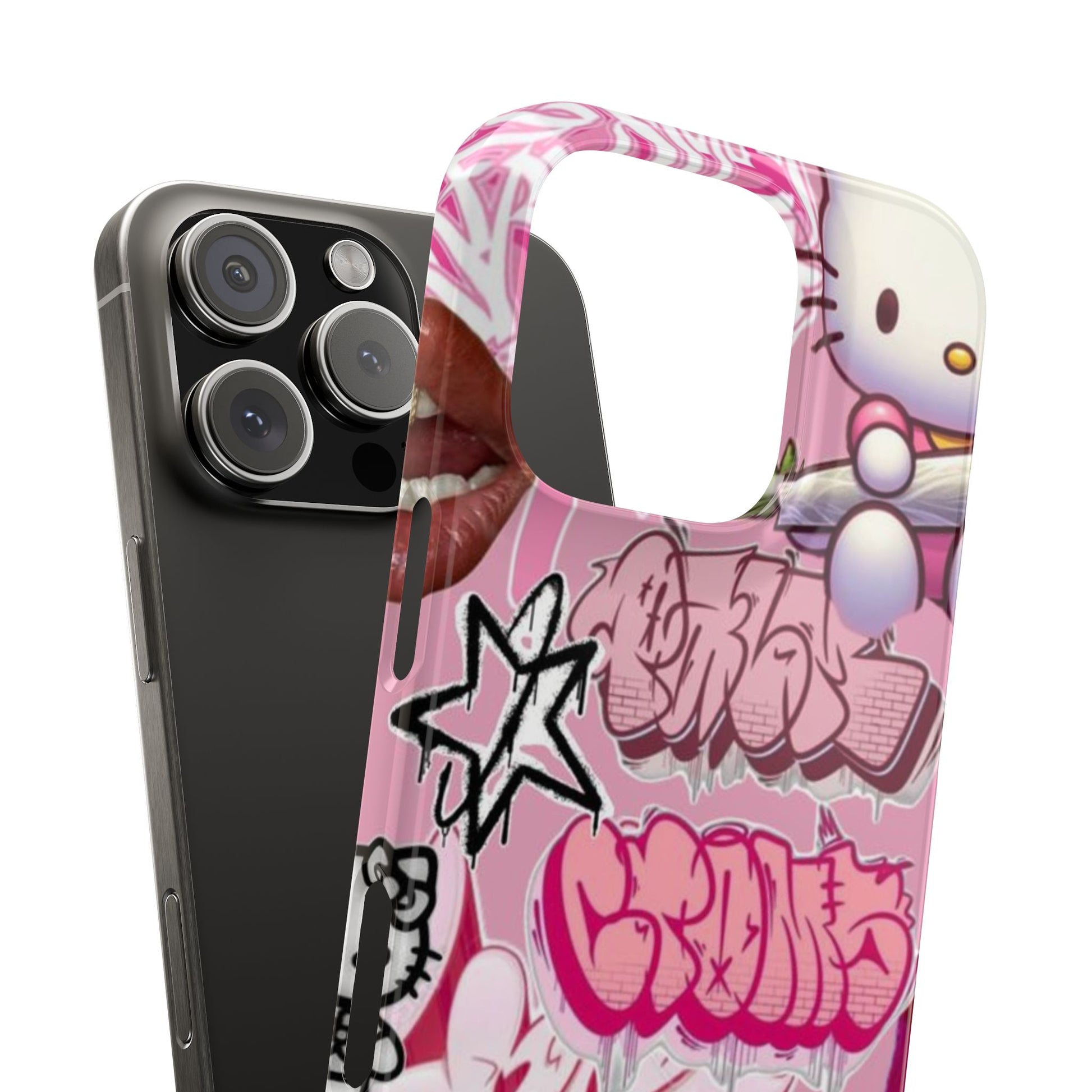 Trendy Hello Kitty Slim Phone Case - Graffiti Style, Cute and Stylish