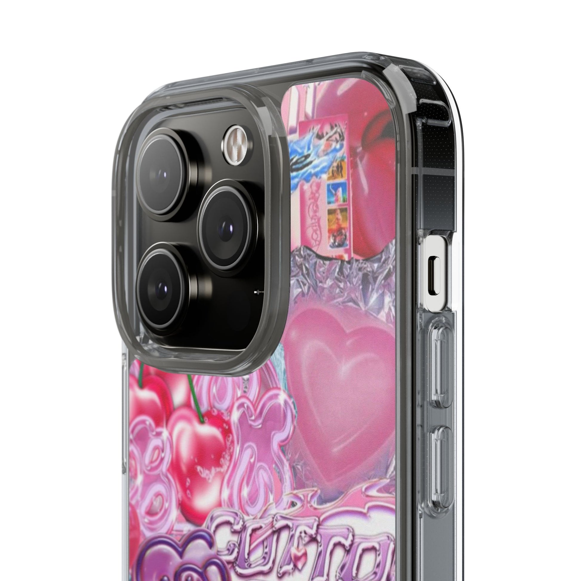 Juicy Candy Clear Phone Cases - Cute Cherry Heart Design for Sweet Lovers