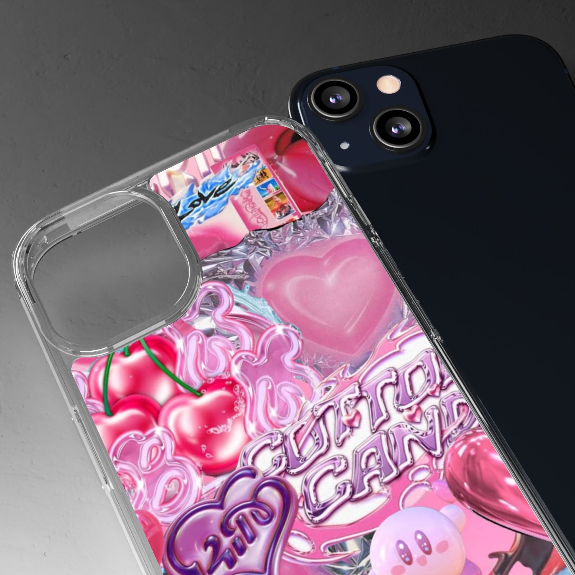 Juicy Candy Clear Phone Cases - Cute Cherry Heart Design for Sweet Lovers