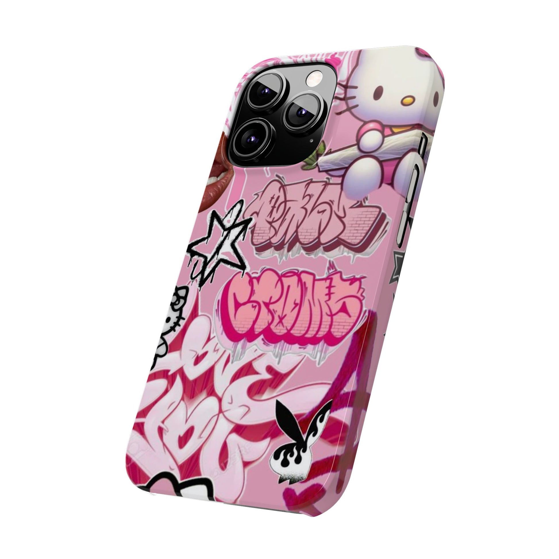Trendy Hello Kitty Slim Phone Case - Graffiti Style, Cute and Stylish