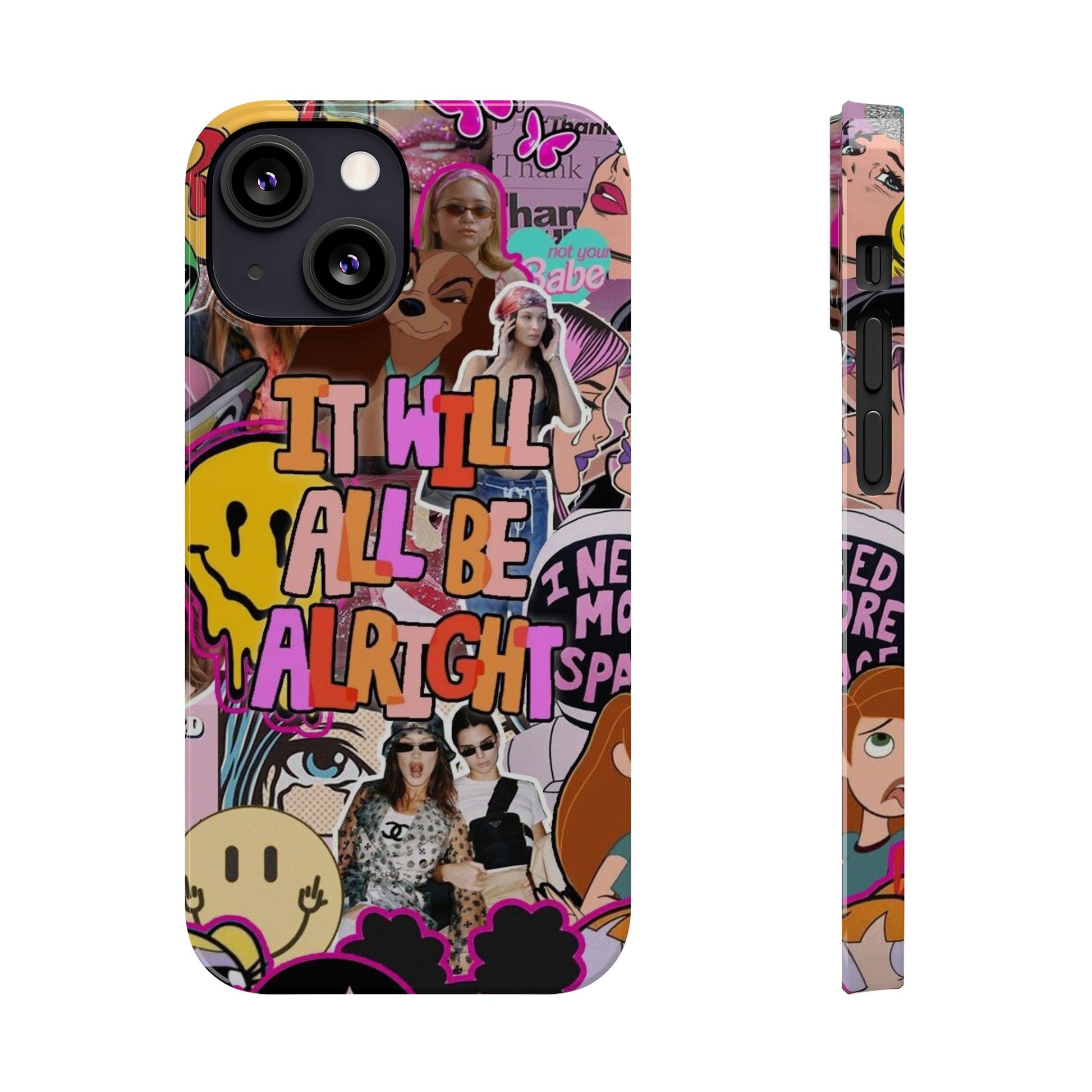 Vibrant Slim Phone Case - 'It Will All Be Alright' Collage Design