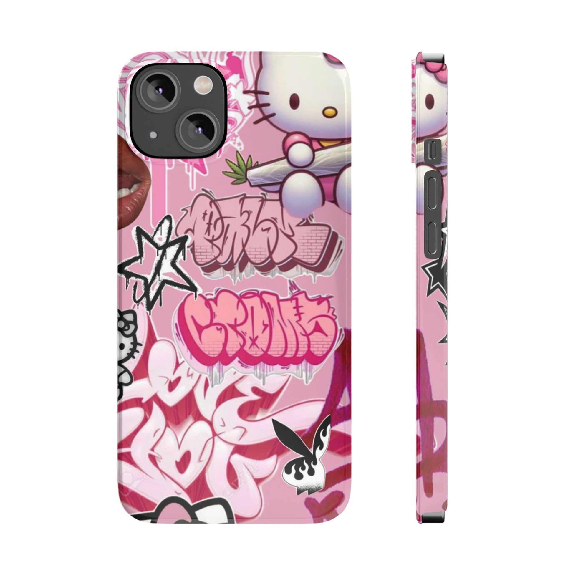 Trendy Hello Kitty Slim Phone Case - Graffiti Style, Cute and Stylish
