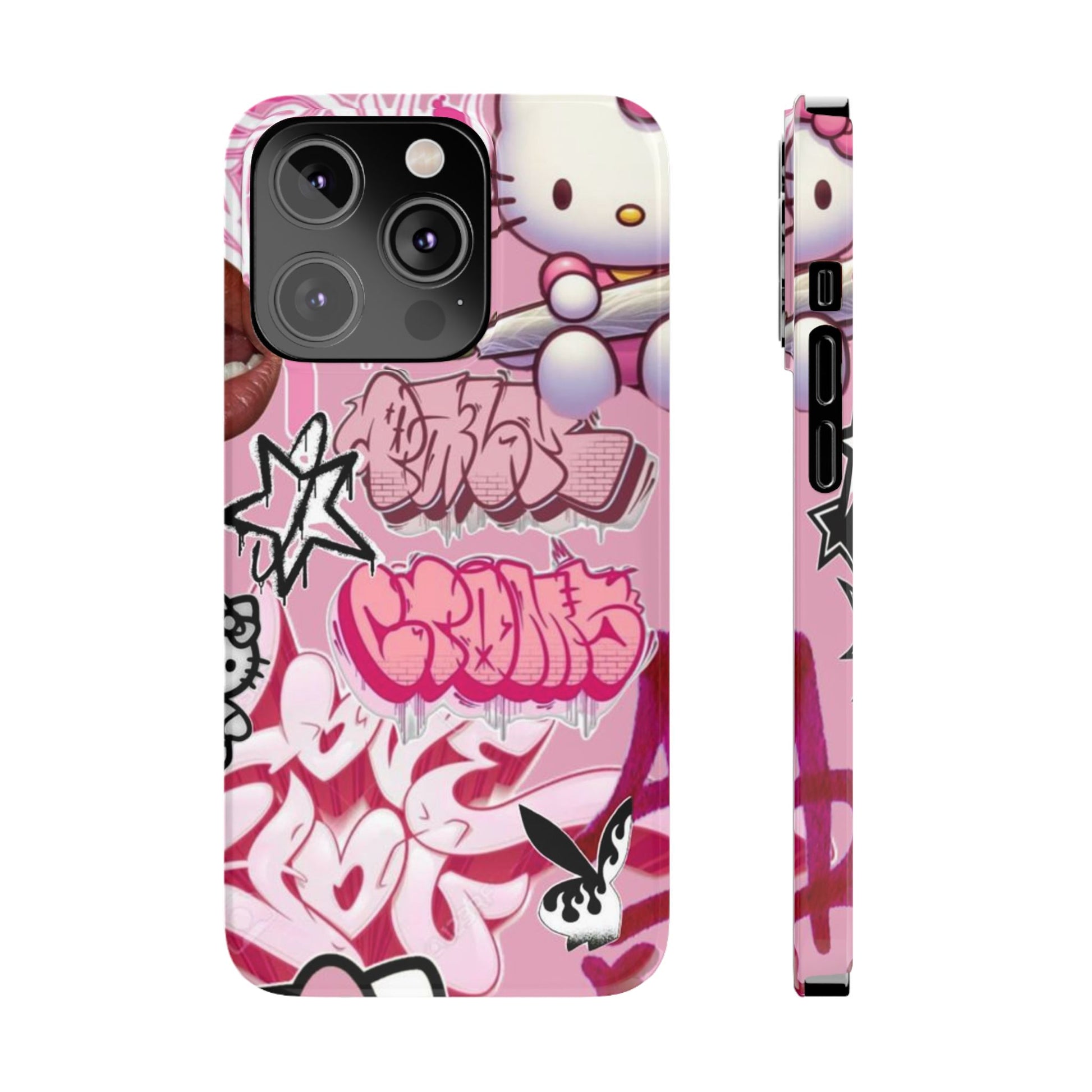 Trendy Hello Kitty Slim Phone Case - Graffiti Style, Cute and Stylish