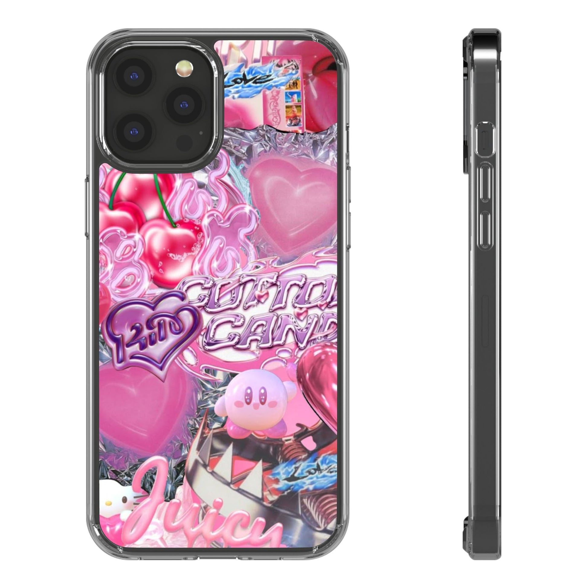 Juicy Candy Clear Phone Cases - Cute Cherry Heart Design for Sweet Lovers
