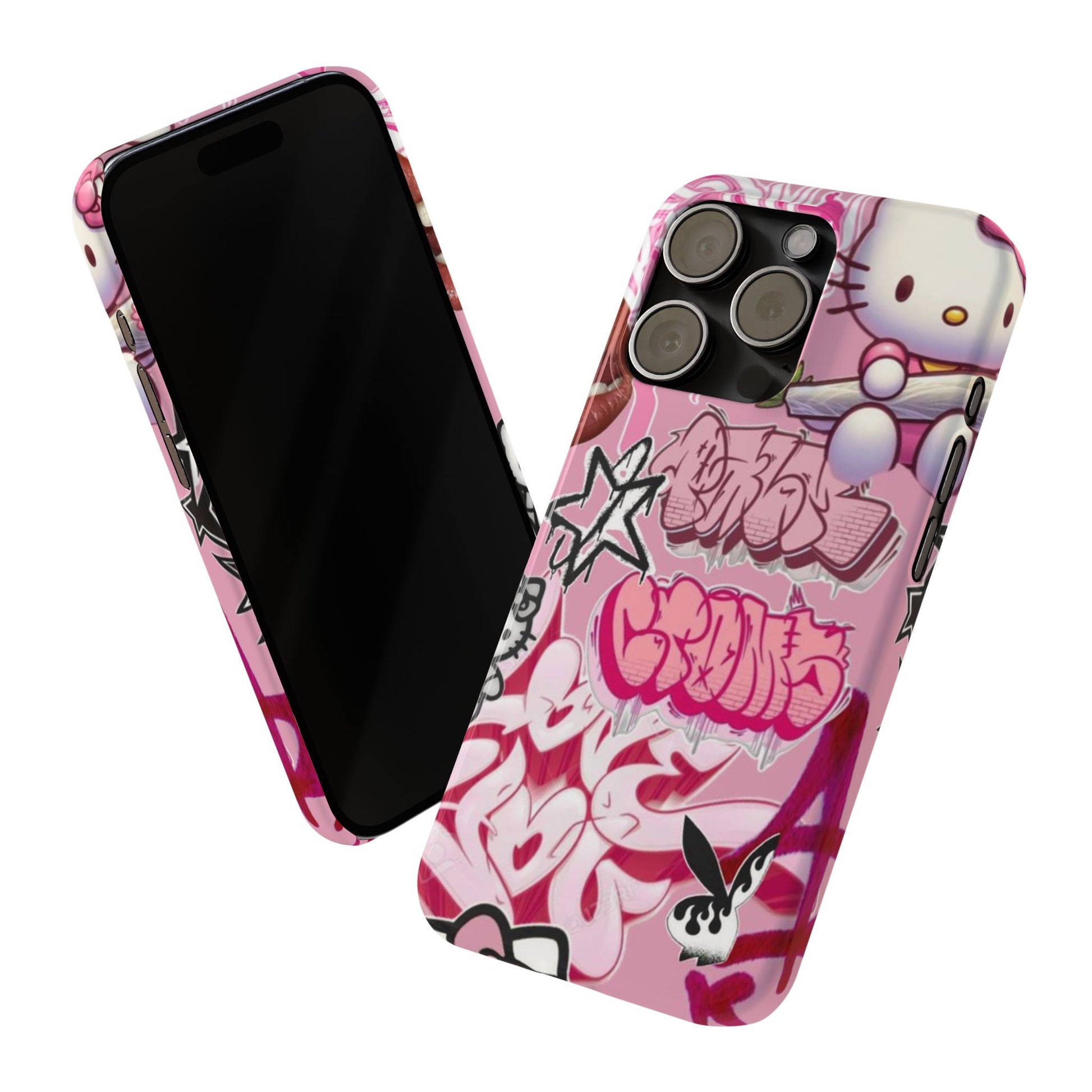 Trendy Hello Kitty Slim Phone Case - Graffiti Style, Cute and Stylish