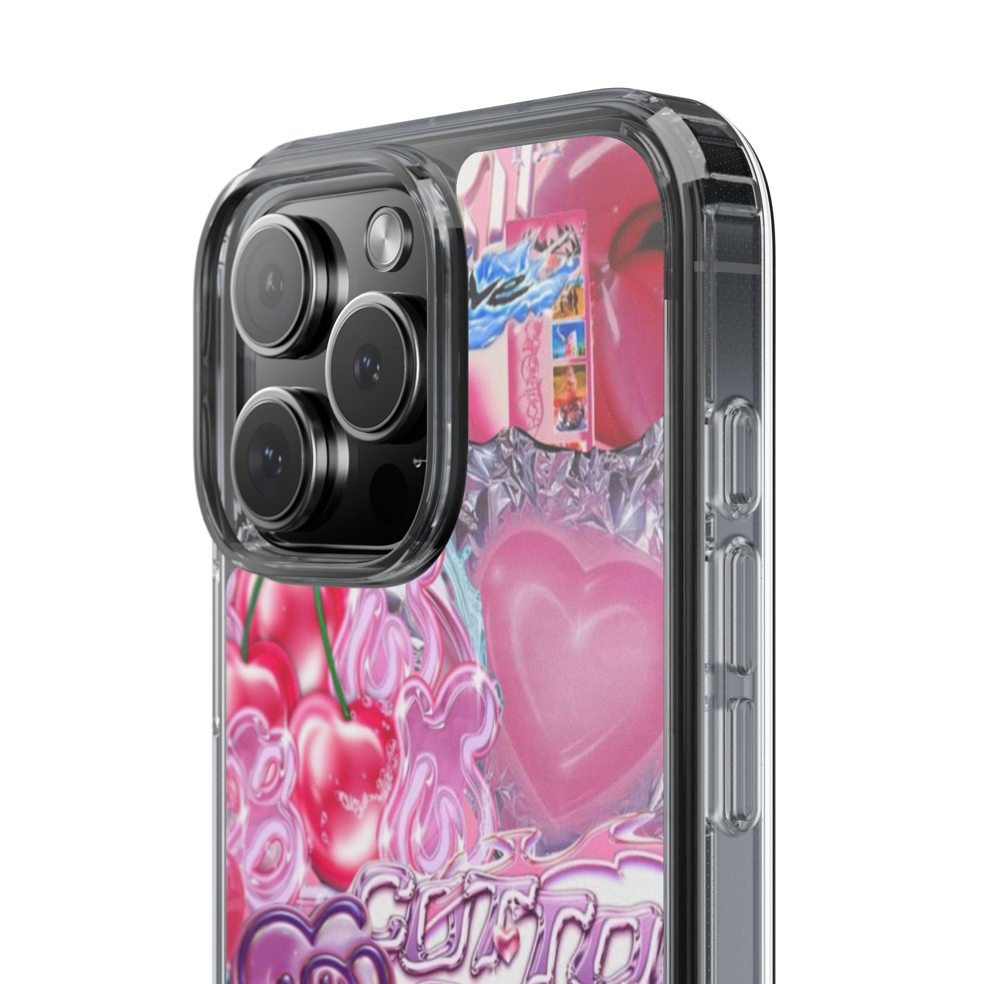Juicy Candy Clear Phone Cases - Cute Cherry Heart Design for Sweet Lovers