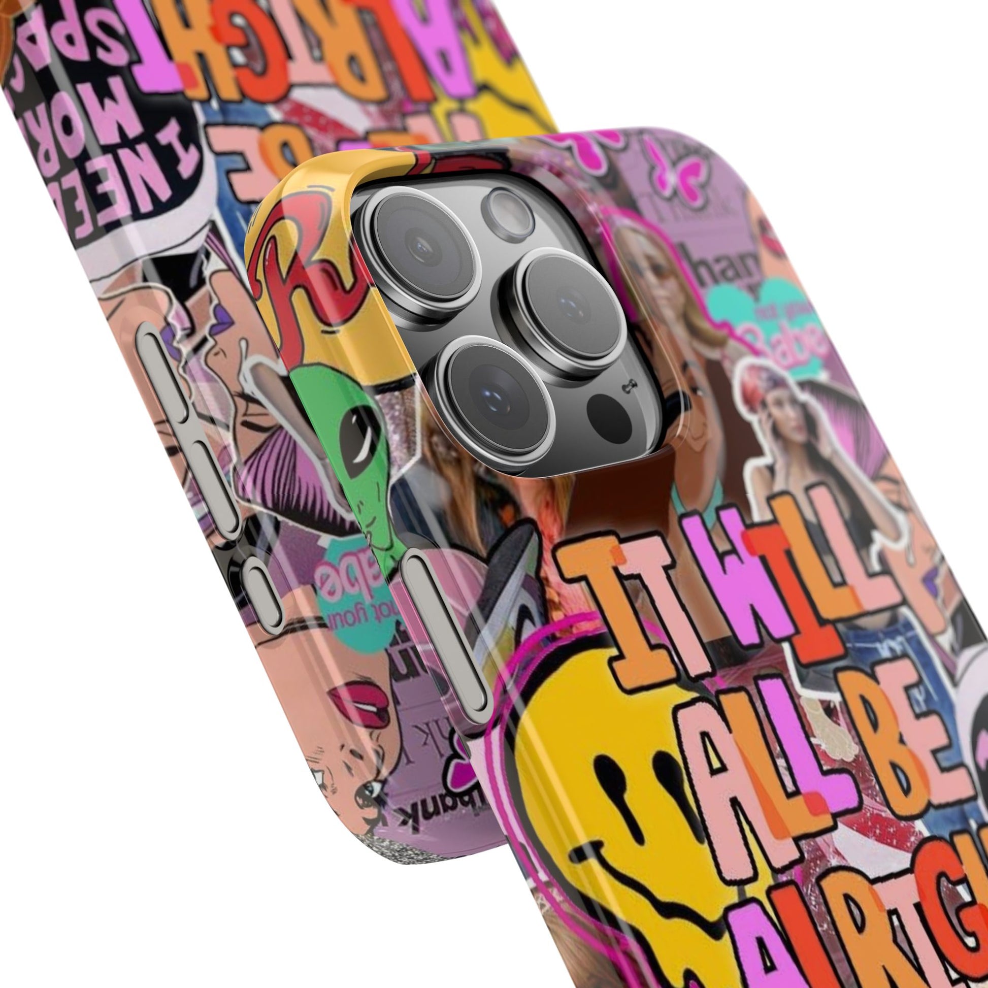 Vibrant Slim Phone Case - 'It Will All Be Alright' Collage Design