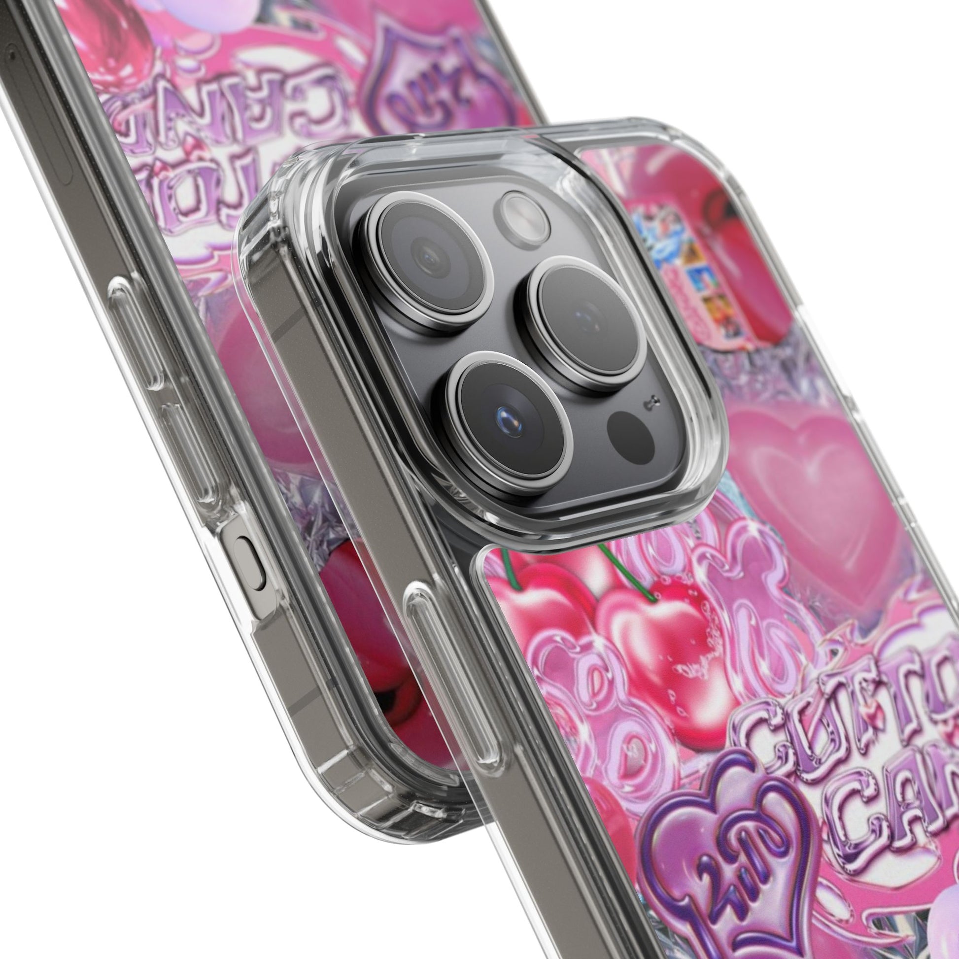 Juicy Candy Clear Phone Cases - Cute Cherry Heart Design for Sweet Lovers