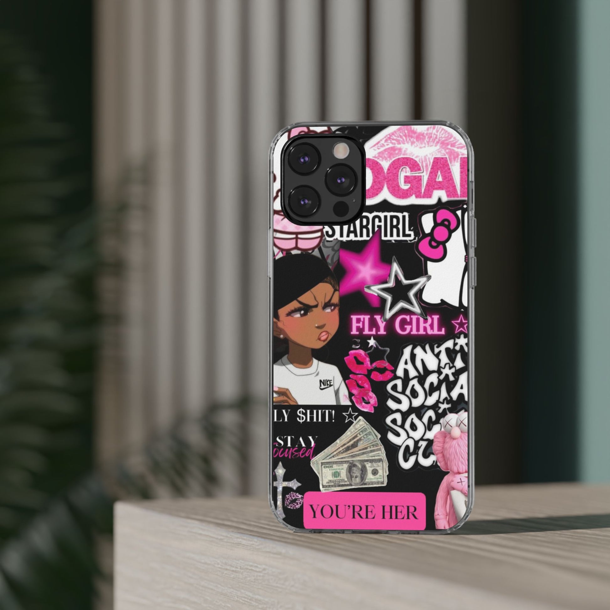 Trendy Clear Phone Case - Bold & Playful Design for Style Lovers