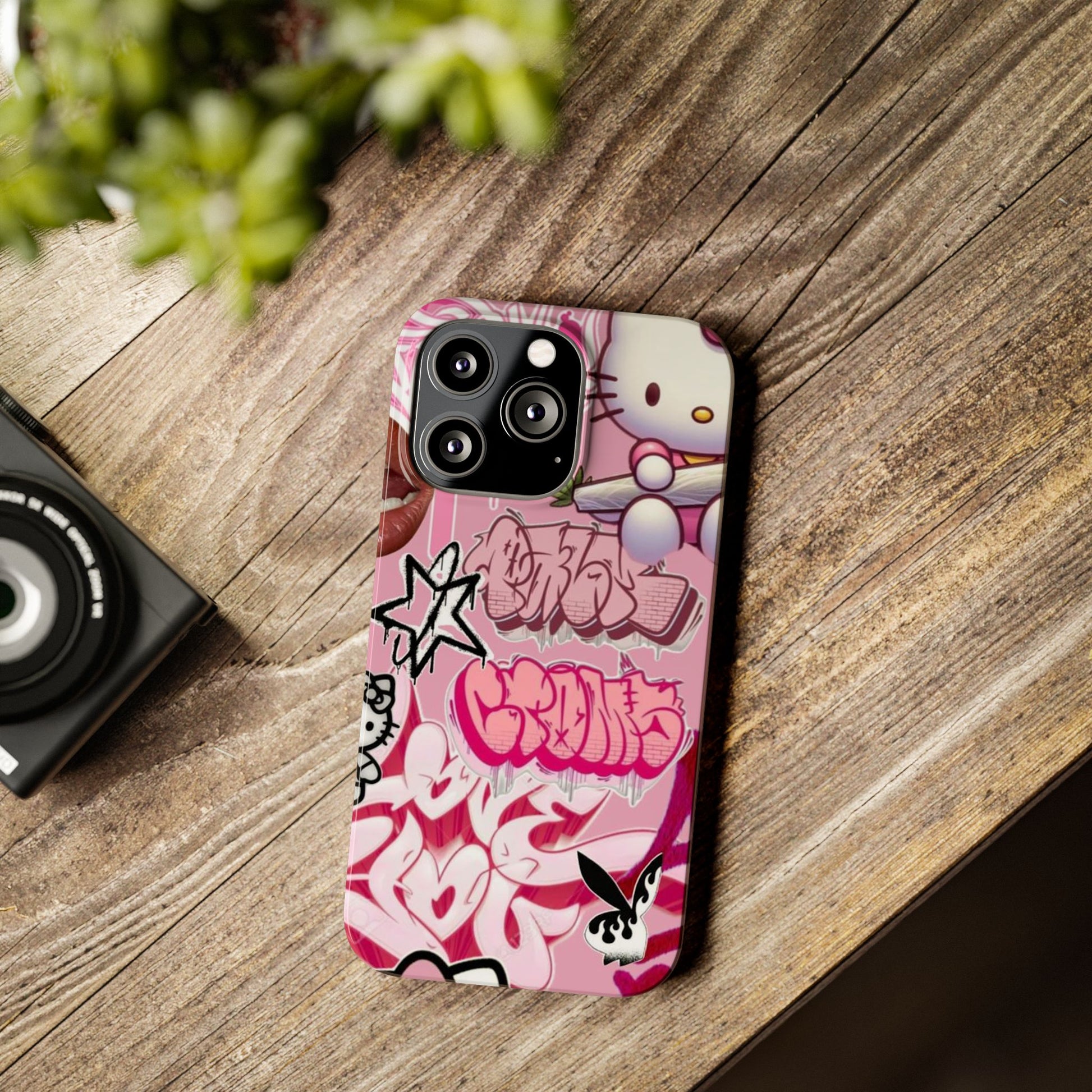 Trendy Hello Kitty Slim Phone Case - Graffiti Style, Cute and Stylish