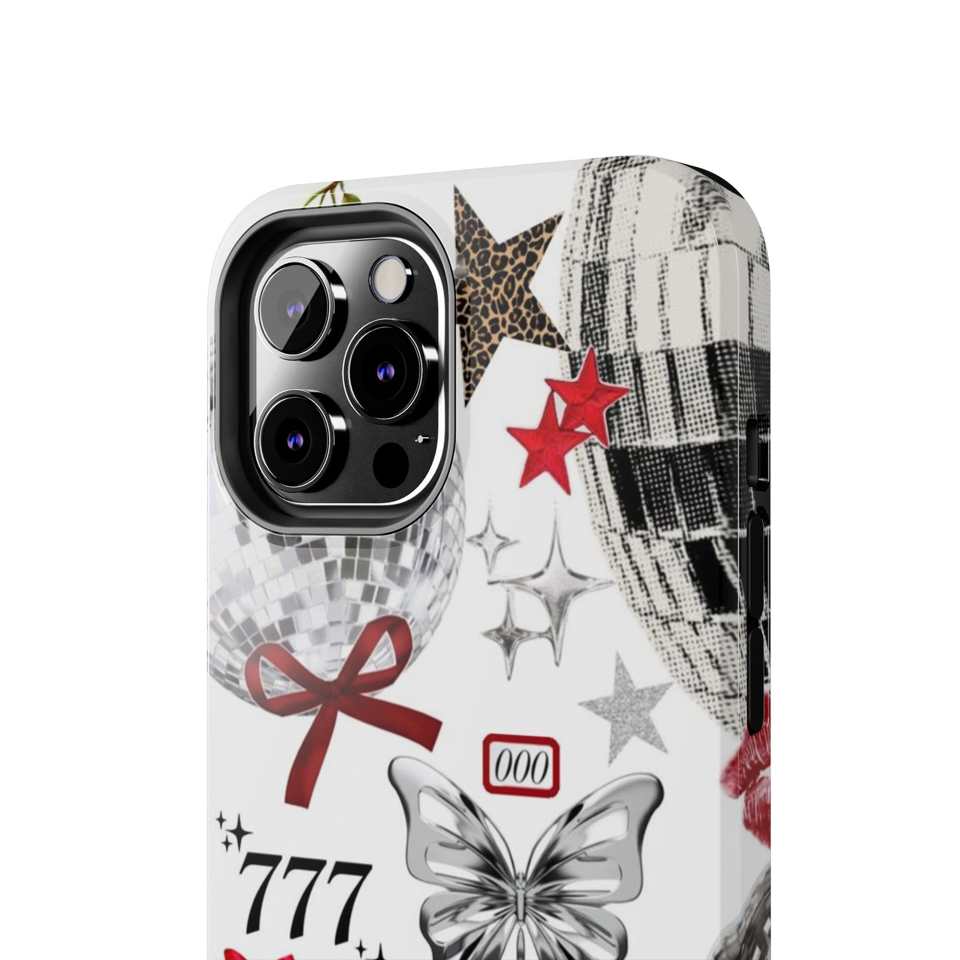 Glamorous Tough Phone Case with Disco Theme and Cherry Accents