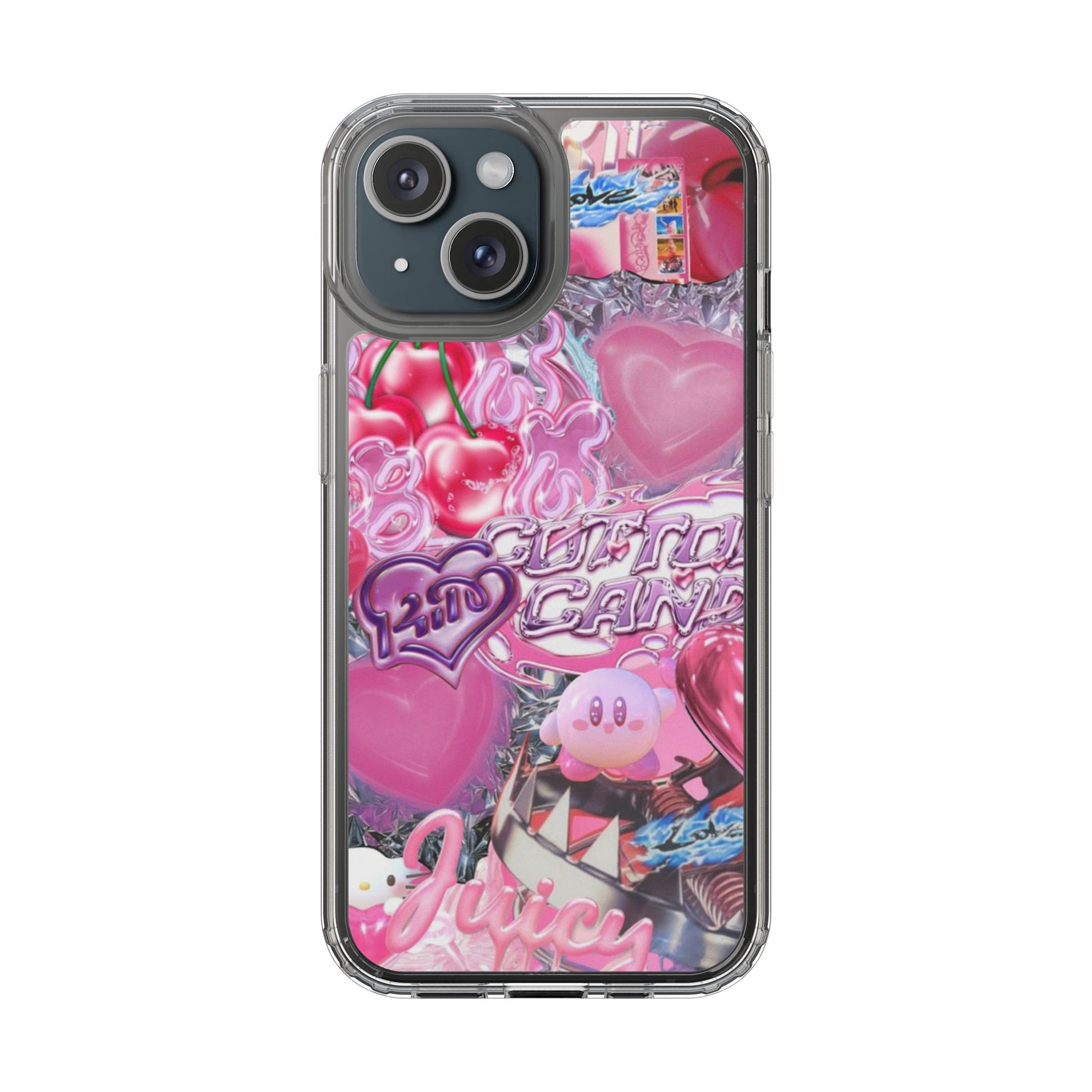 Juicy Candy Clear Phone Cases - Cute Cherry Heart Design for Sweet Lovers