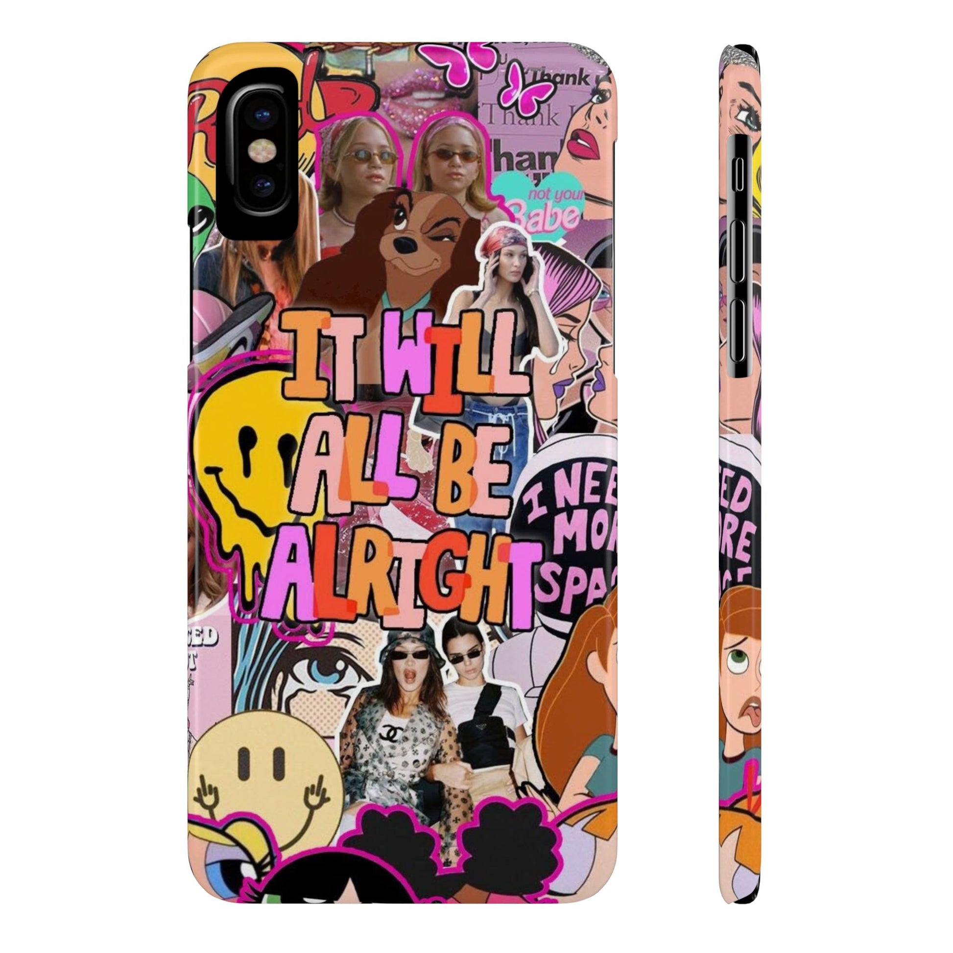 Vibrant Slim Phone Case - 'It Will All Be Alright' Collage Design