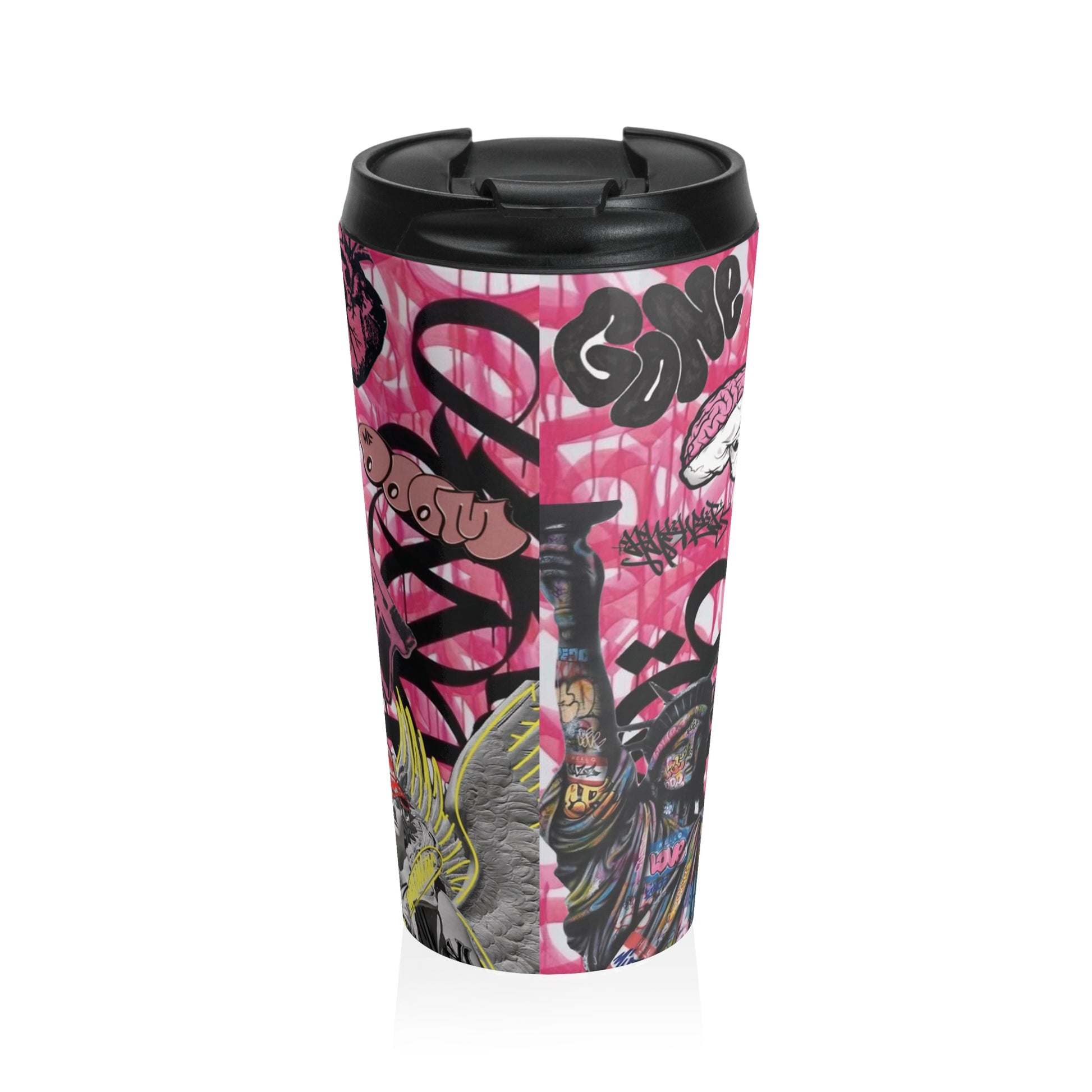 Gothic Graffiti Stainless Steel Travel Mug | Trendy Coffee Cup for Urban Lifestyle