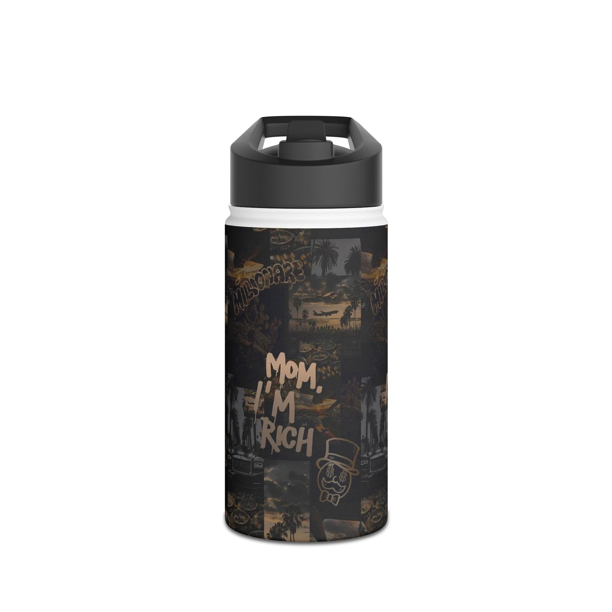 Mom, I'm Rich Stainless Steel Water Bottle - Urban Chic Design for Motivation and Style