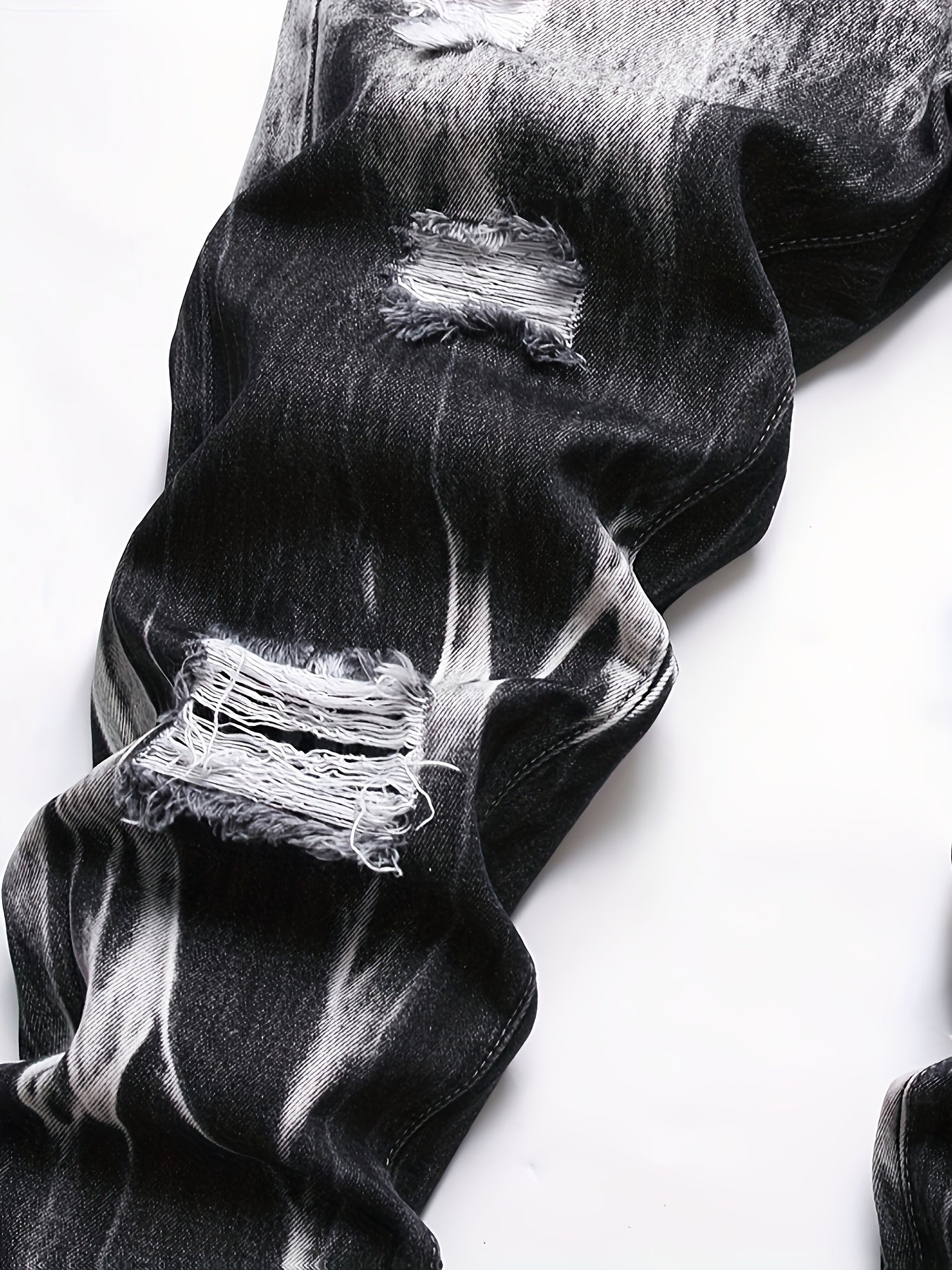 [Ripped Faux Denim] Classic Ripped Faux Denim - Straight Fit Faux Denim for Men