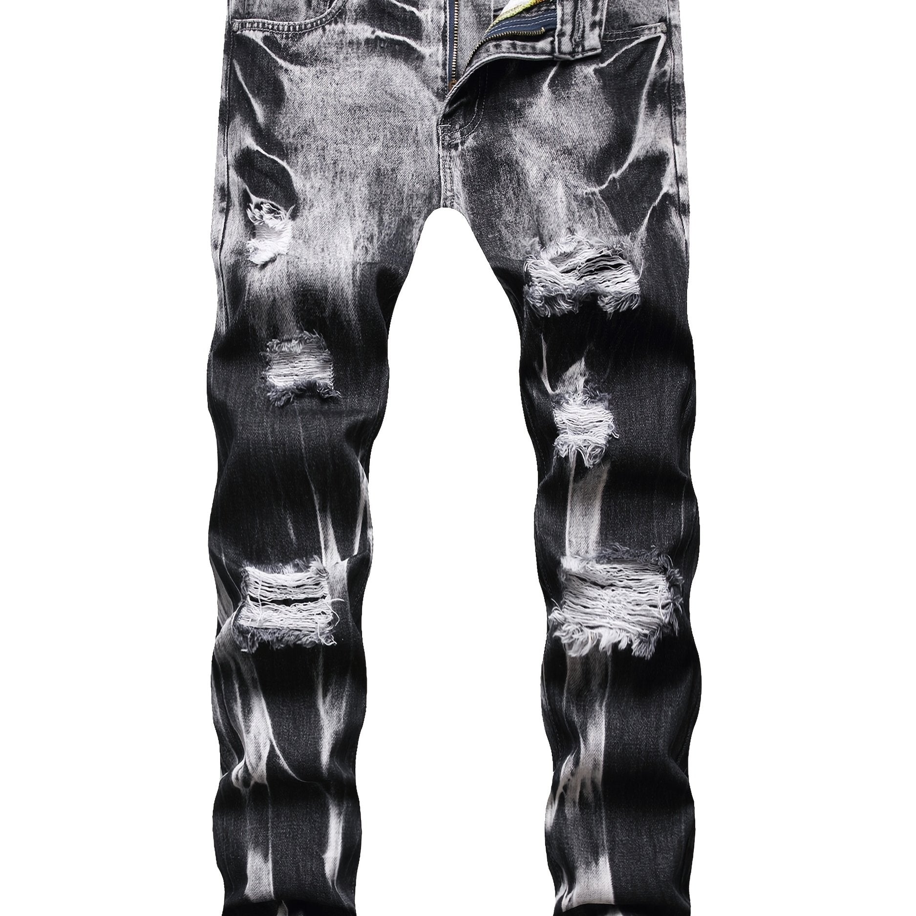 [Ripped Faux Denim] Classic Ripped Faux Denim - Straight Fit Faux Denim for Men