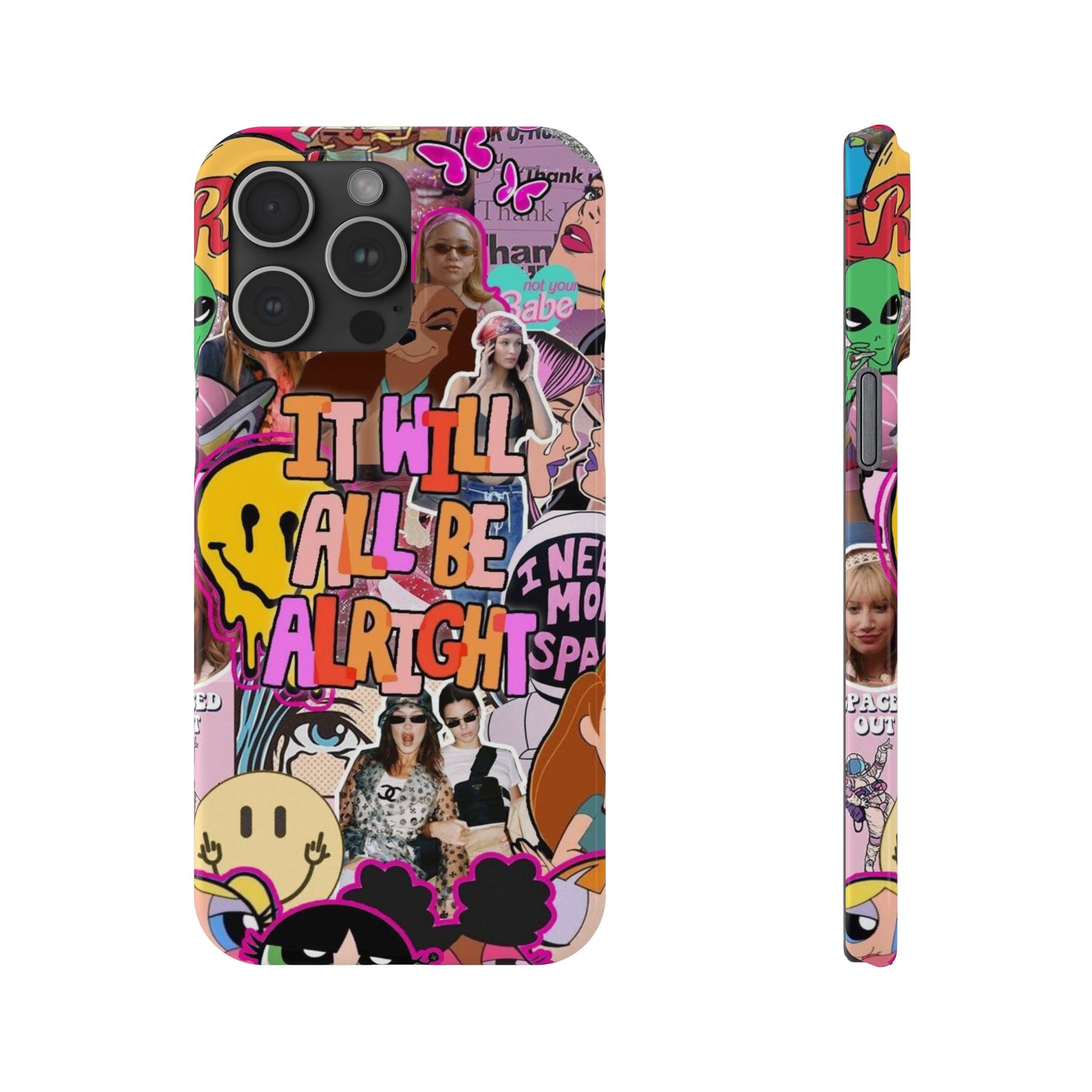 Vibrant Slim Phone Case - 'It Will All Be Alright' Collage Design